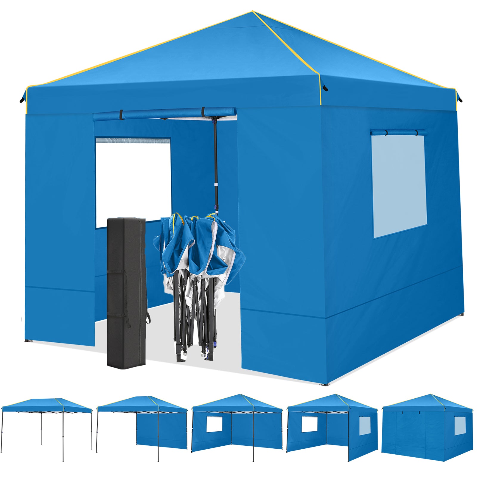COBIZI 10'x10' Pop Up Outdoor Canopy with 4 Removable Sidewall and Mesh Windows HZC48