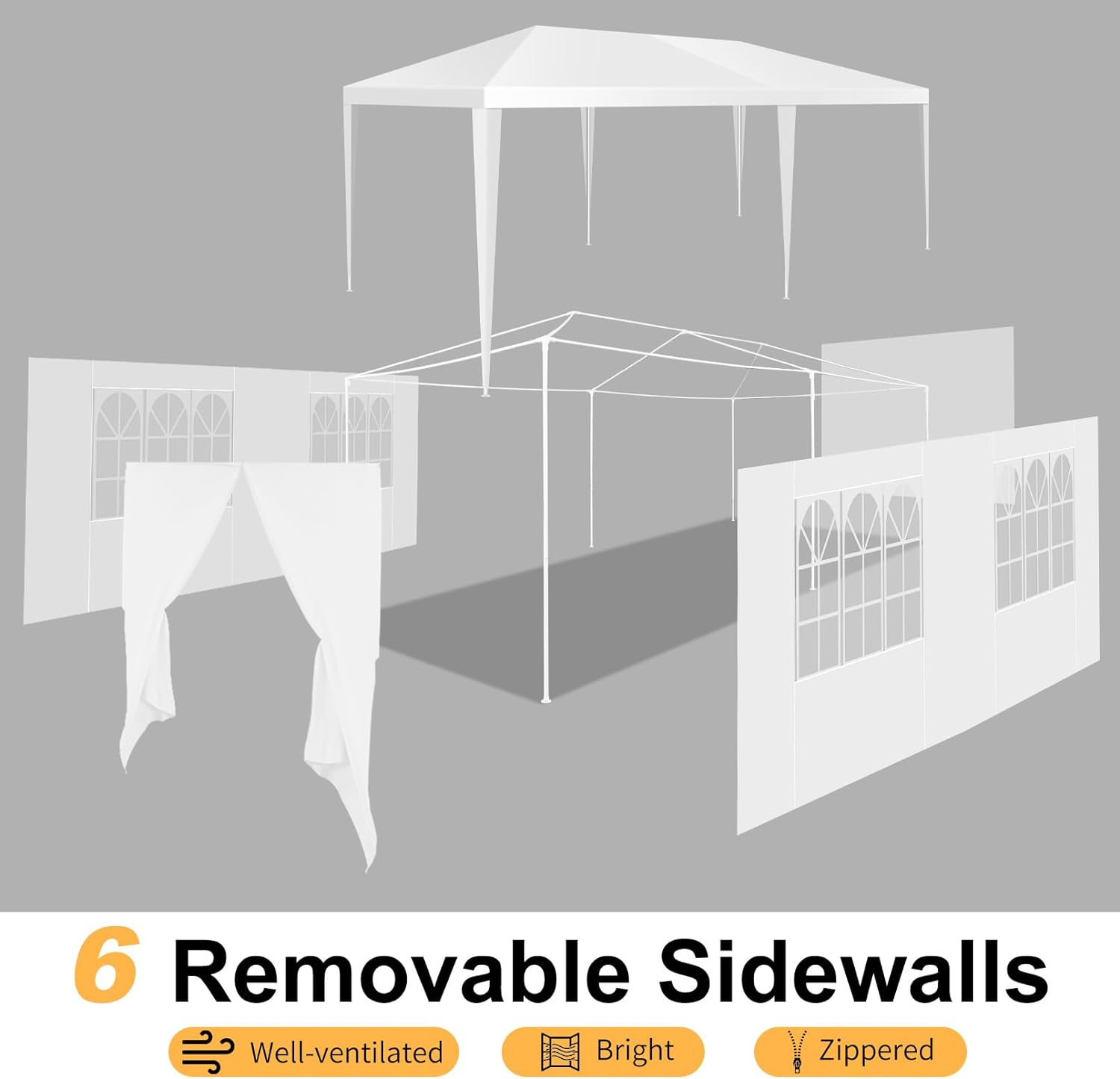 HOTEEL 10'x10'¡¢10'x20'¡¢10'x30' Canopy Party Tent with 4 Removable Sidewalls, Outdoor Tent for Parties, Event Tent, Large Canopy Tent for Weddings, Parties, Patio Camping Gazebo, All Season & Waterproof, White