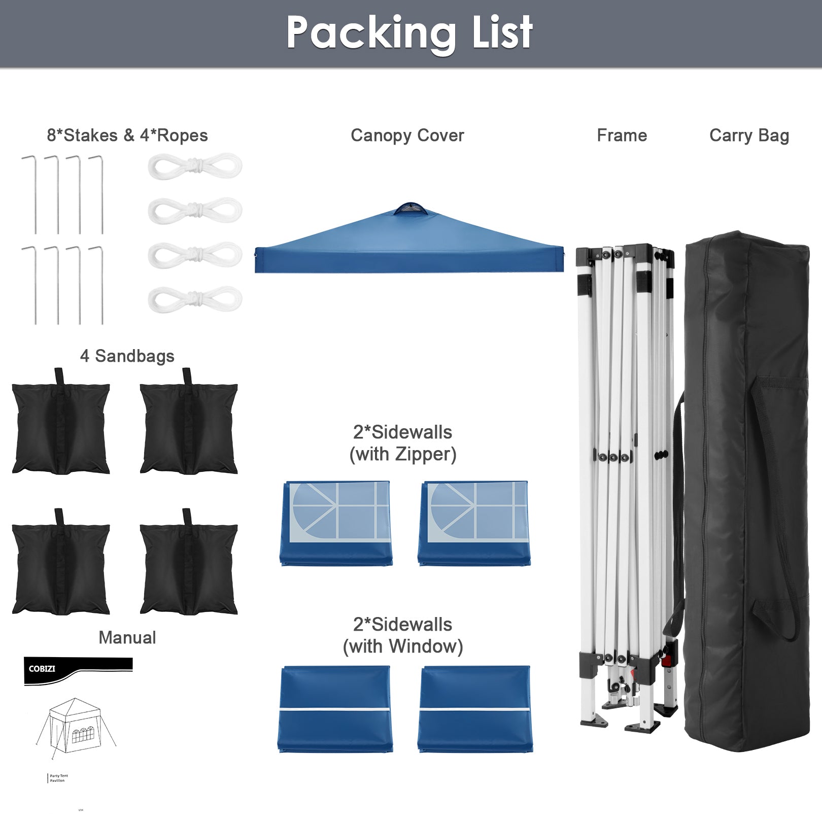 10' x 10' Adjustable Height Pop-up Canopy Tent Fully Waterproof Instant Outdoor Canopy Folding Shelter with 4 Removable Sidewalls, Air Vent on The Top, 4 Sandbags, Carrying Bag