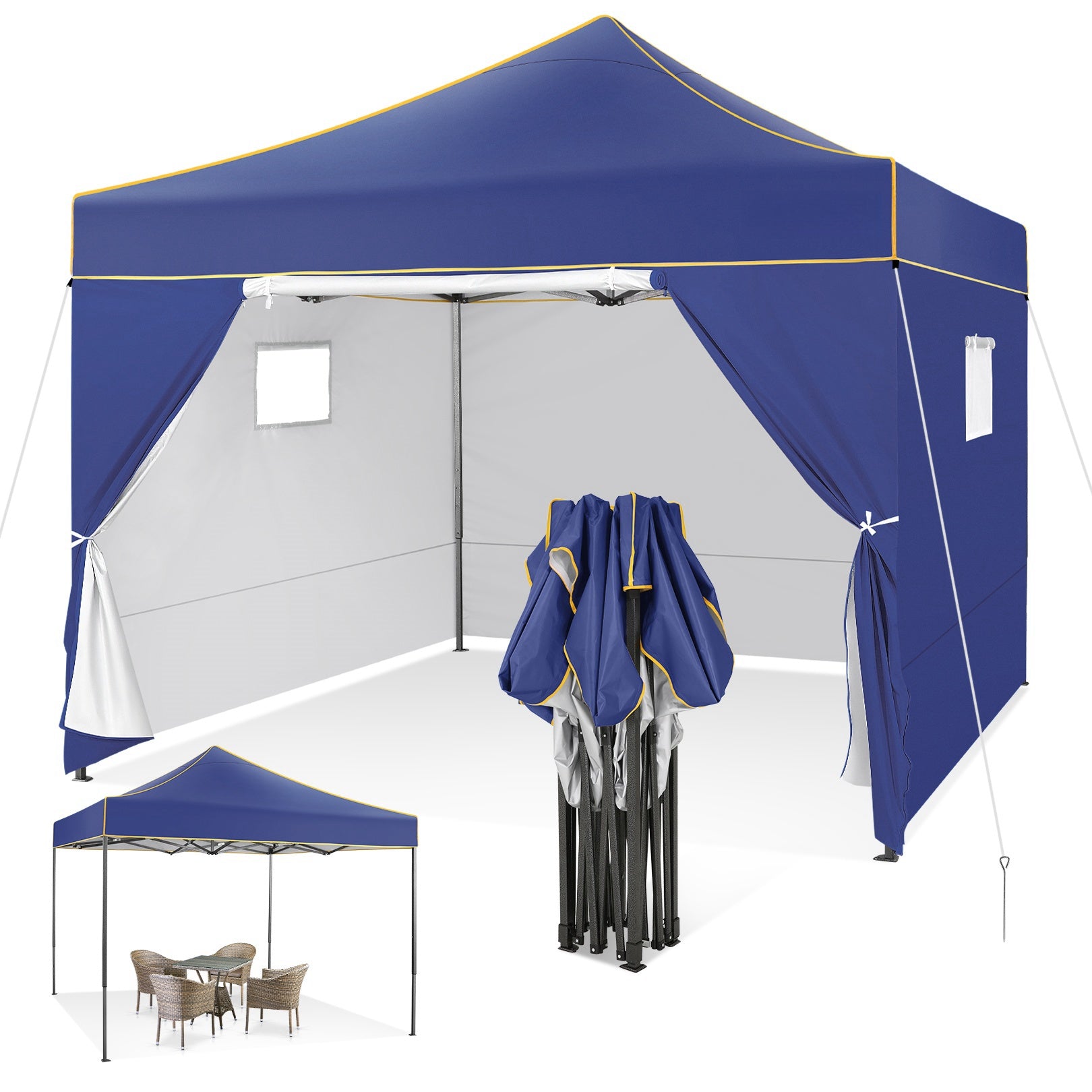 COBIZI 10' x10' Canopy Tent, Pop Up Canopy, Outdoor Tent with Mesh Window, Waterproof Instant Tents for Party