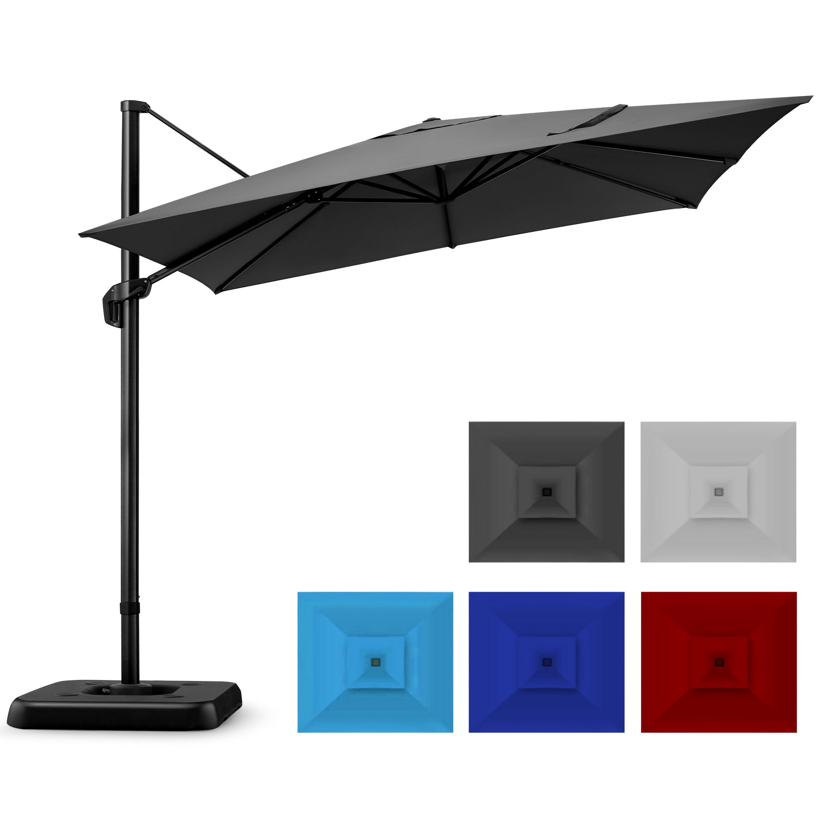 Hoteel 10 Ft Patio Umbrella Outdoor Cantilever Square Umbrella Aluminum Offset Umbrella with Base, 360¡ã Rotation