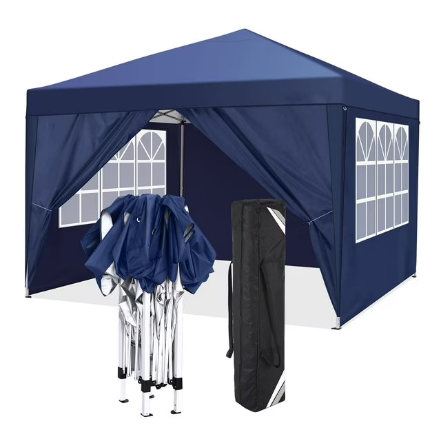 COBIZI 10'x10' Pop up Canopy Tent, Protable Canopy Tent with 6 Sidewalls Waterproof Commercial Pop up Tent for Parties, Wedding, Camping, Courtyard with Carry Bag,White SPC000202