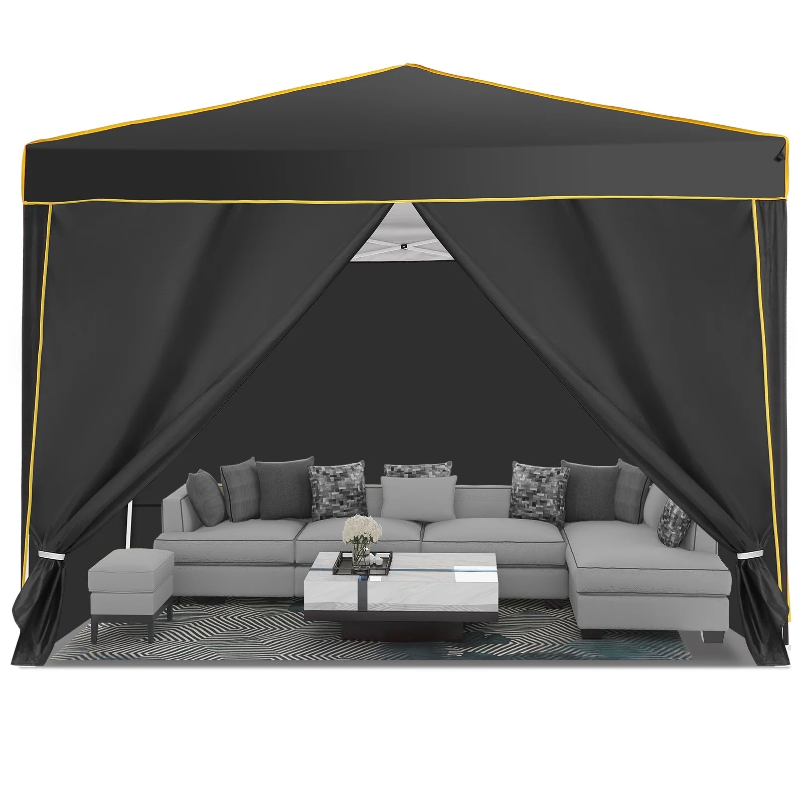 HOTEEL Pop up Canopy Tent 10x10 Commercial Instant Canopy with 4 Sidewalls & Carry Bag,Portable Tent for Parties Beach Camping Party Event Shelter Sun Shade