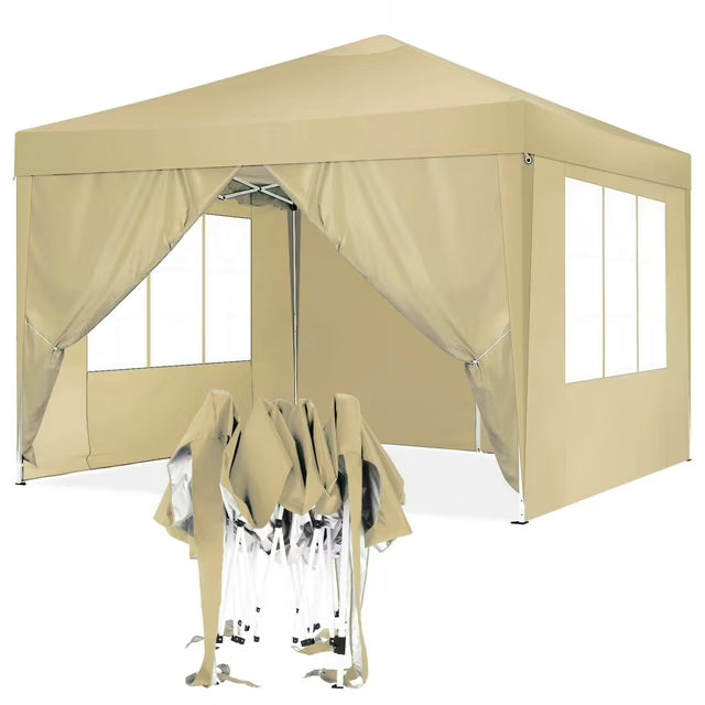 COBIZI 10'x10' Pop up Canopy Tent, Protable Canopy Tent with 6 Sidewalls Waterproof Commercial Pop up Tent for Parties, Wedding, Camping, Courtyard with Carry Bag,White SPC000202