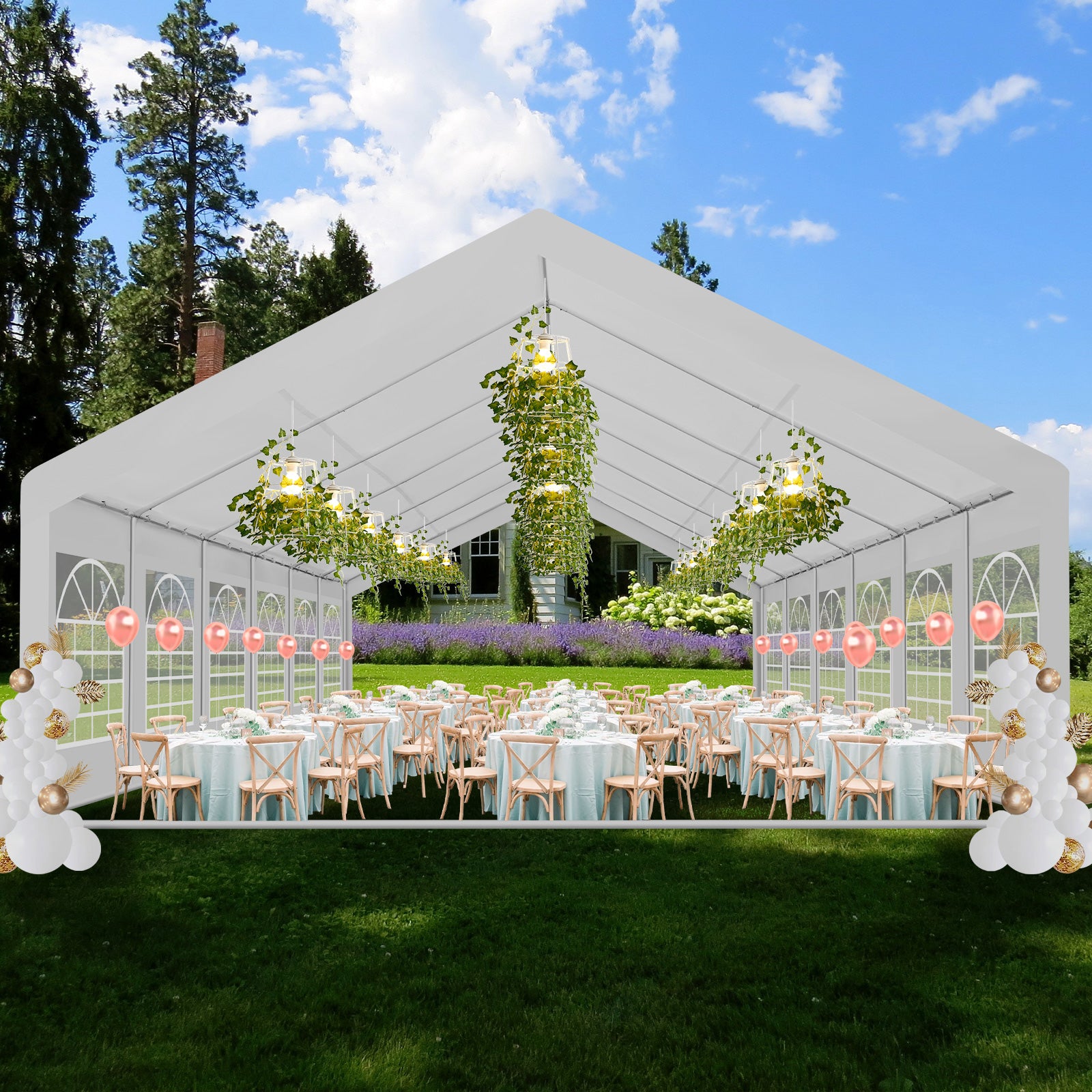 HOTEEL 20'x 40' Large Heavy Duty Outdoor Canopy Party Tent with 8 Removable Sidewalls, UV 50+, Waterproof, Wedding Event Shelter Gazebo, Easy to Set up, Big Tent for Birthday Party, BBQ, White