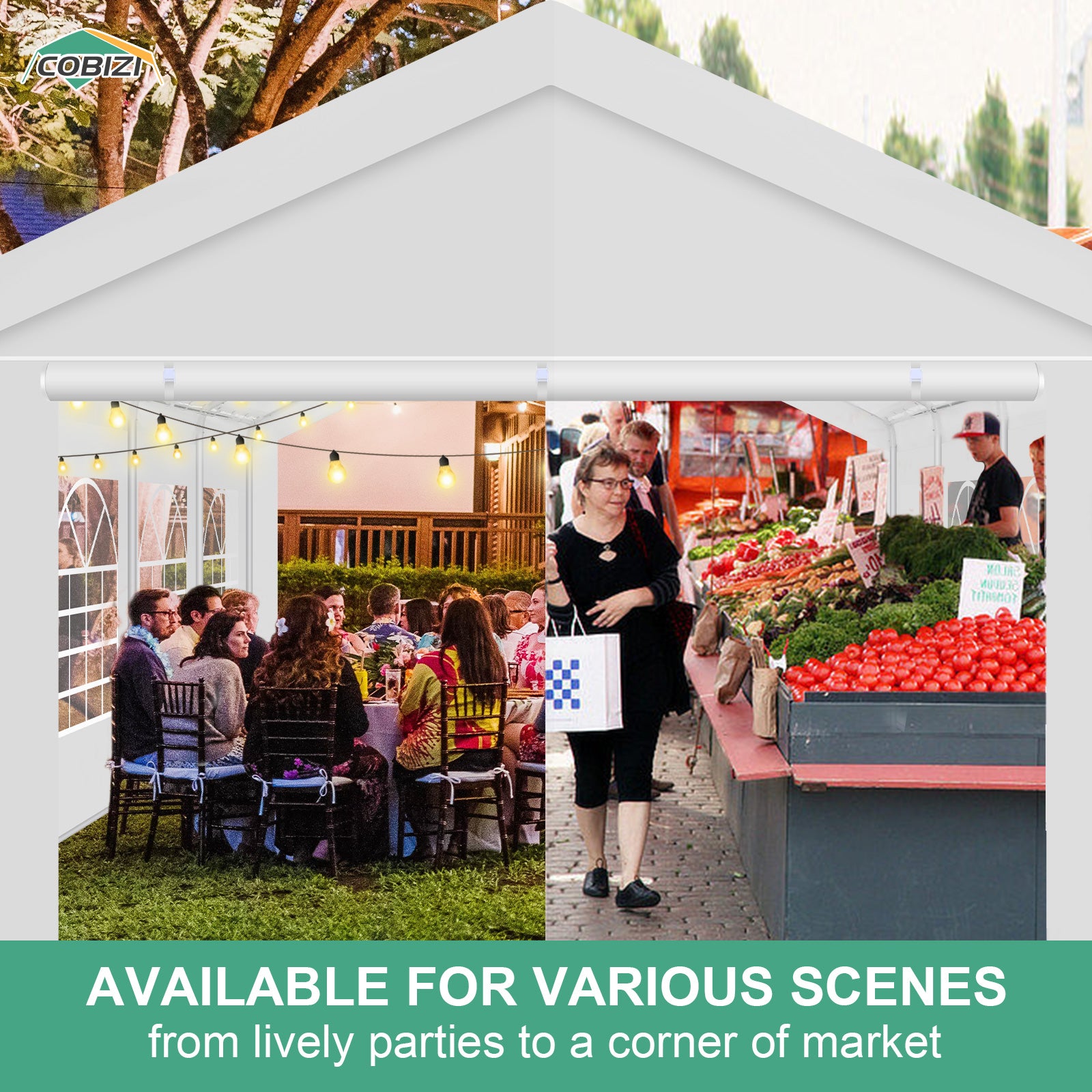 COBIZI 13'x26' Heavy-Duty Event Canopy With Removable Sidewall Windows SPC102