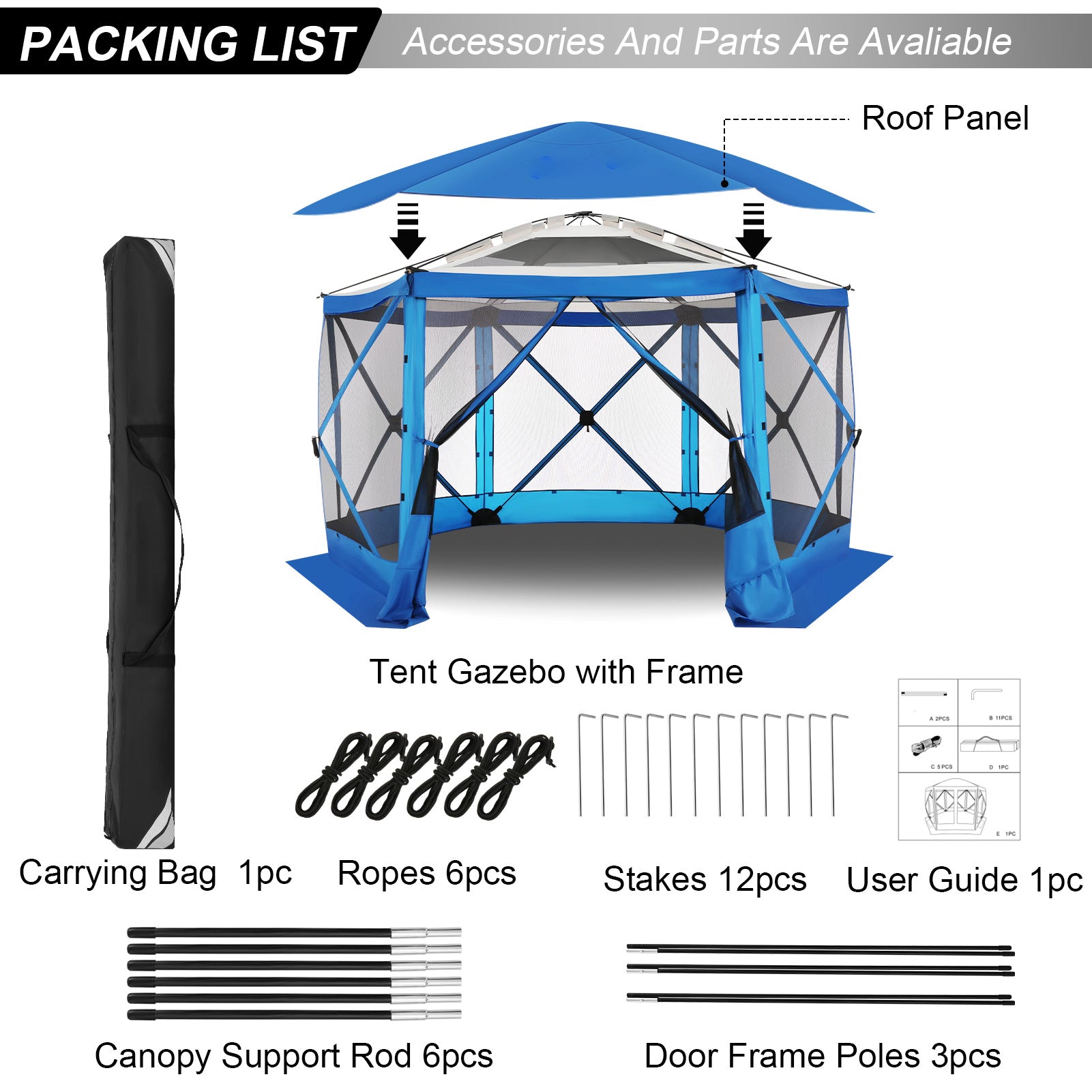 HOTEEL 12' x 12' Portable Pop-Up Outdoor Camping Gazebo, Screen Room with Mosquito Nettings, Waterproof, UV, Hub Tent Instant Screened Tent Canopy Shelter with Ground Stakes & Carry Bag, Beige