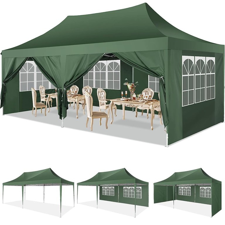 YUEBO 10'x20' Ez Pop Up Canopy Tent Commercial Instant Canopies with 6 Removable Side Walls Portable & Carrying Bag for Patio Picnic Carport Party Wedding, Blue Navy