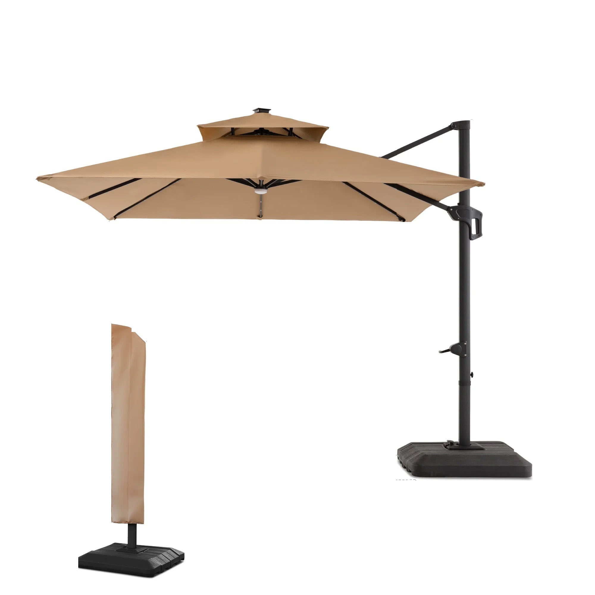Hoteel 10 Ft Patio Umbrella Outdoor Cantilever Square Umbrella Aluminum Offset Umbrella with Base, 360¡ã Rotation