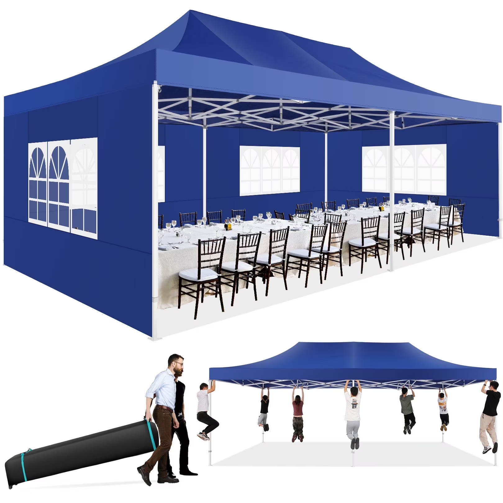 COBIZI 13¡® x 26' Heavy Duty Pop up Canopy with 6 Sidewalls, 2 Height Adjustable Commercial Tent,100% Waterproof Party Wedding Tent,Outdoor Gazebo with Wheeled Bag