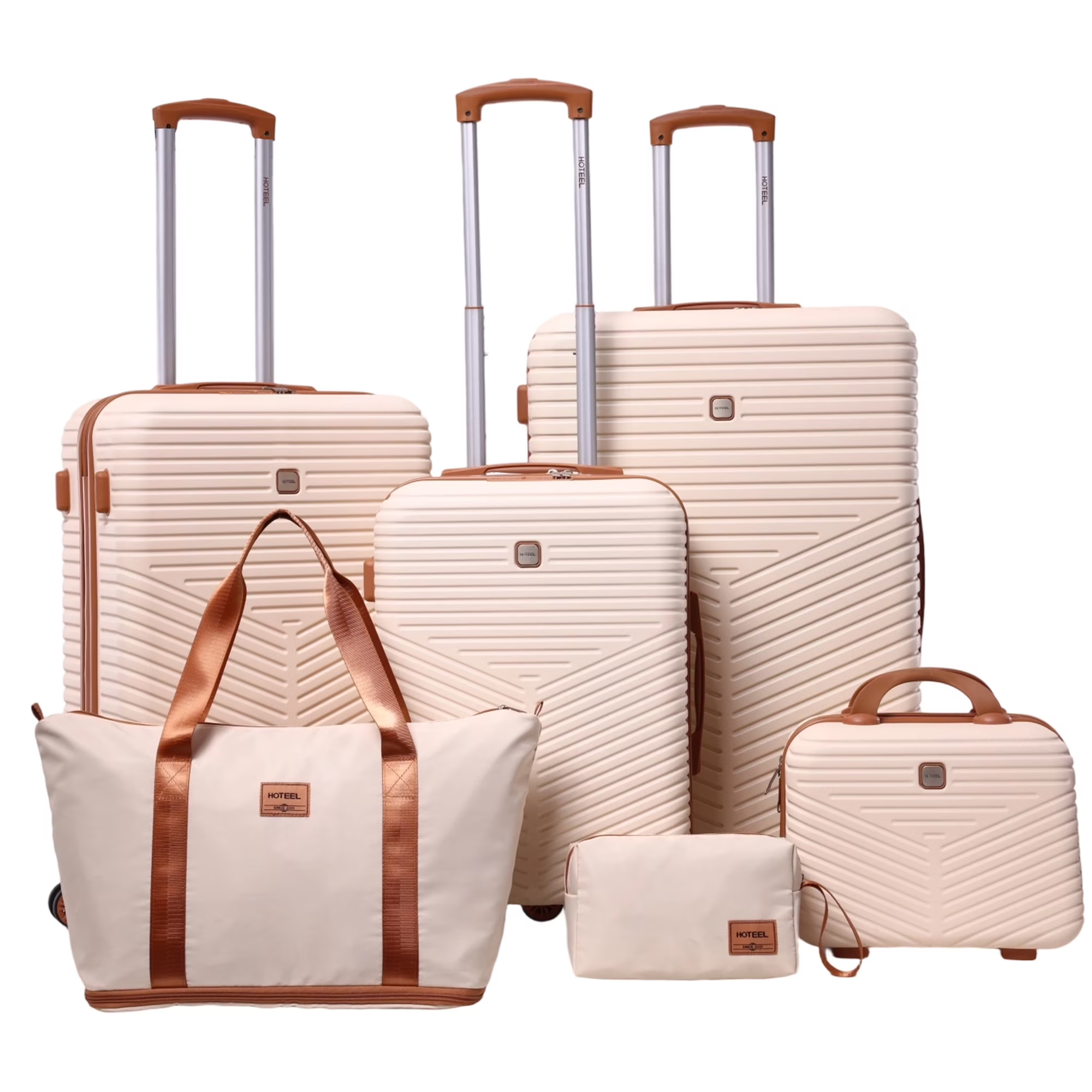HOTEEL 3 Piece Hardside Luggage Set, TSA Lock, Lightweight Travel Cases with 360¡ãSpinner Wheels,Beige