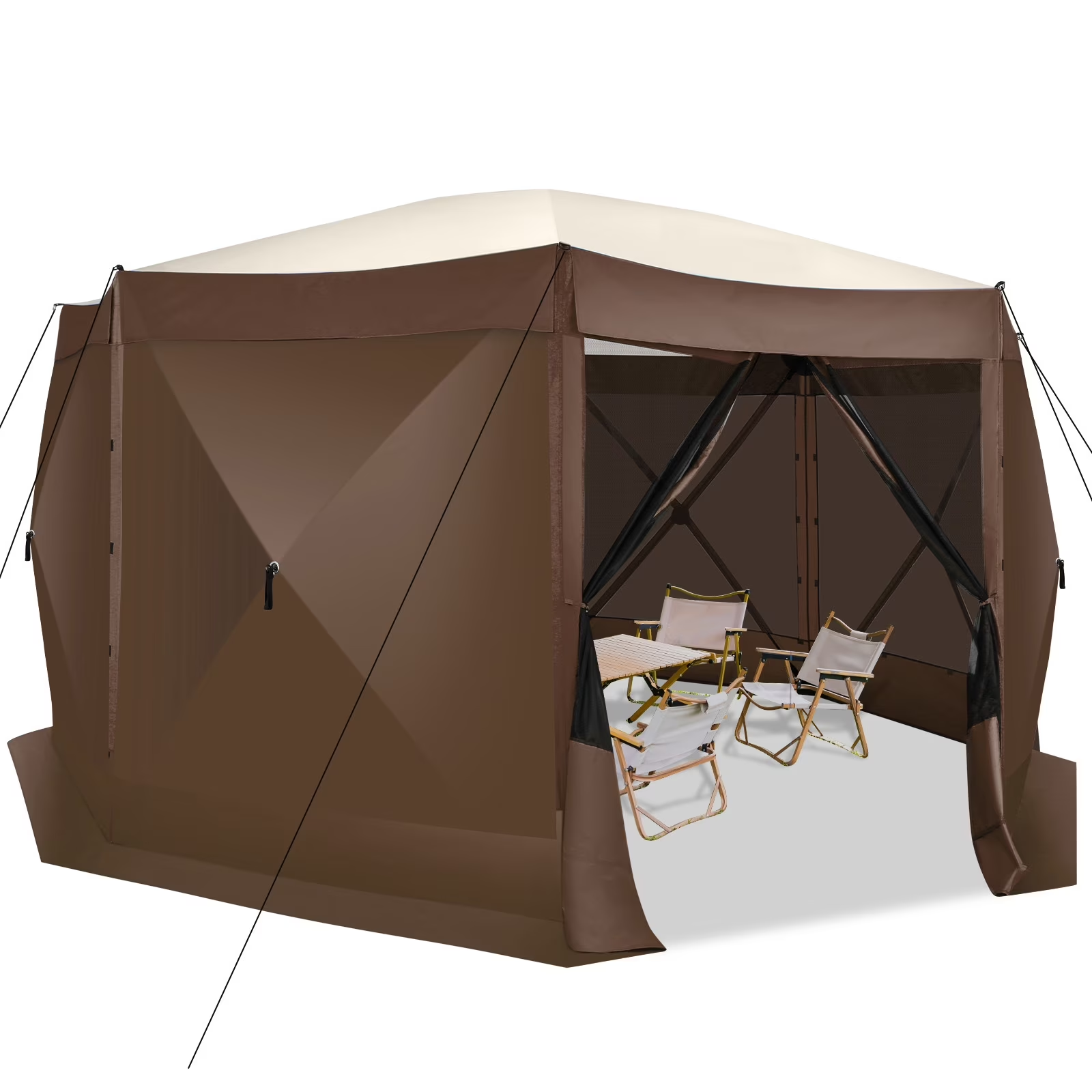 HOTEEL 10x10 ft Pop Up Gazebo Screen House Tent for Camping with 3 Sidewalls and Mosquito Netting, Waterproof, UV Resistant, Portable Carry Bag, for Outdoor Camping, Lawn and Backyard, Blue