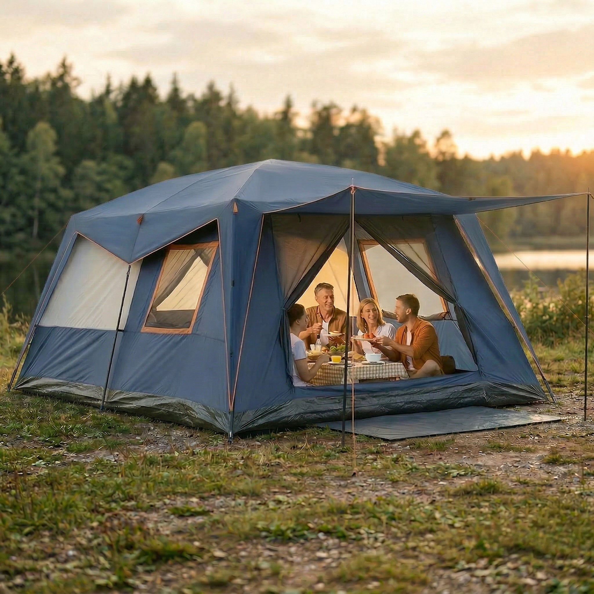 HOTEEL 10 Person Camping Tent Family Tents, Instant Cabin Tents, Family Cabin Multi Room Pop Up Tents Car Camping for Parties, Music Festival Tent, Big, Easy Up, Included Storage Pockets