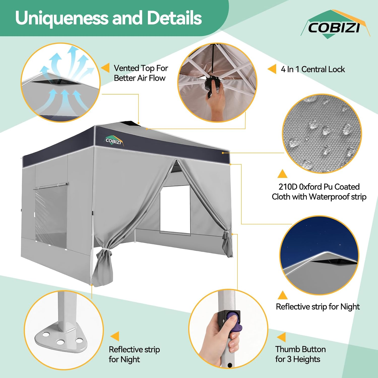 10x10 Pop Up Canopy Tent with Sidewalls, One Push Setup with Air Vent and Mesh Windows, Party Tents for Parties, Event, Commercial and Wedding with SandBags