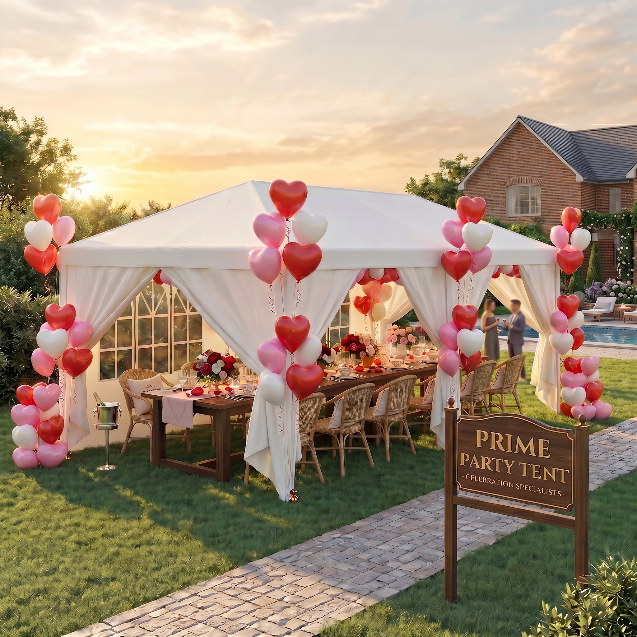COBIZI 10'x20' Canopy Party Tent with 4 Removable Sidewalls White SPC108