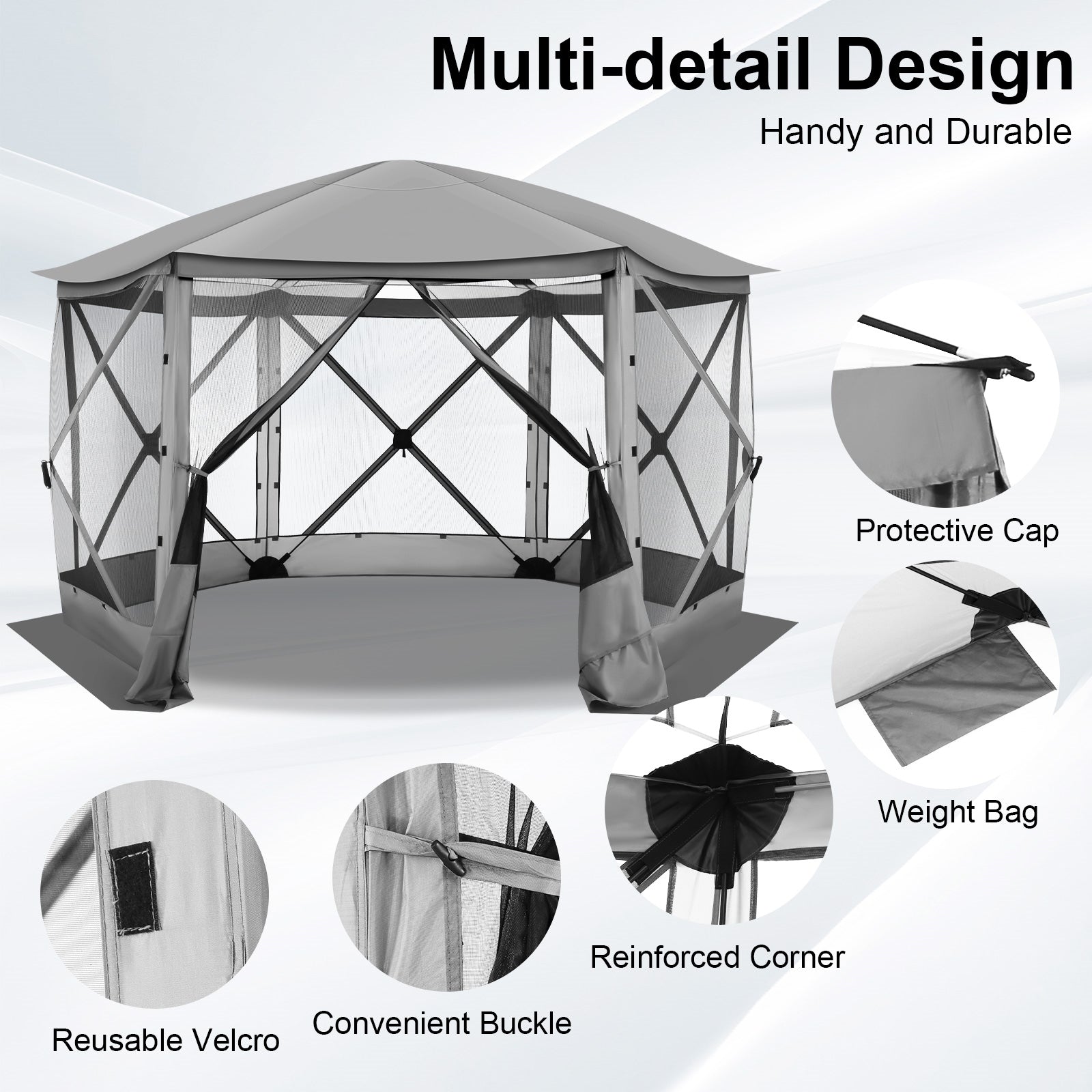 Cobizi 12'x12' Portable Pop-Up Camping Gazebo, Screen Tent with Mosquito Netting SPC000185