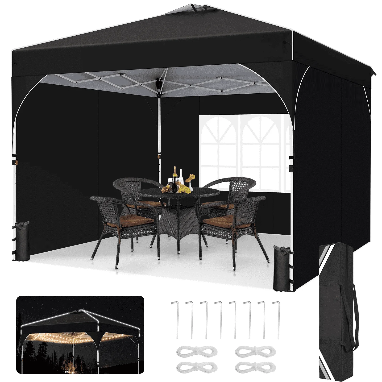 COBIZI 10'x10'/10'x20'/10'x30' Pop Up Canopy Tent with 4 Sidewalls, One-Push Center Lock, UPF 50+ Waterproof Easy Up Gazebo,Outdoor Sun Shelte SPC000142x