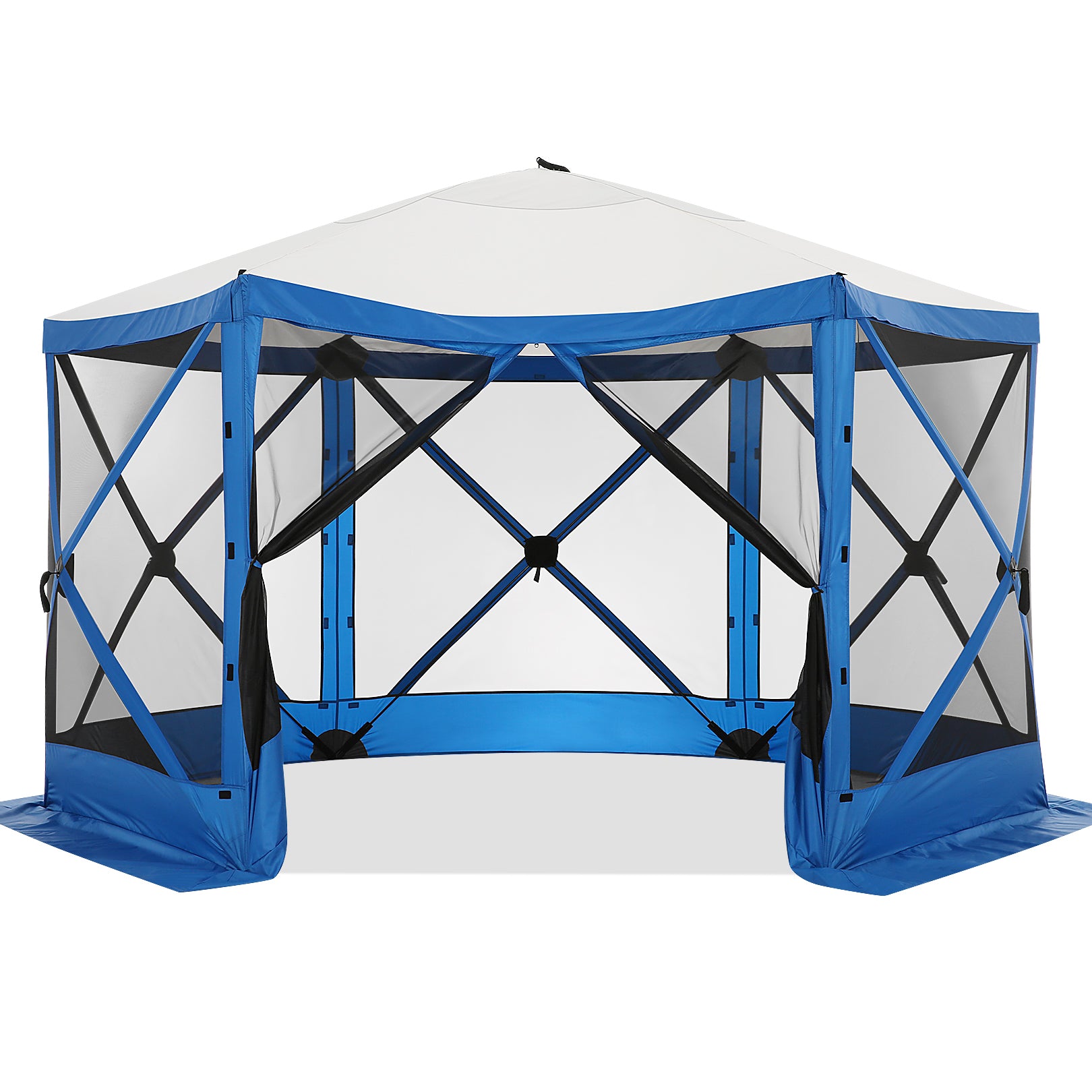 COBIZI 12x12ft Pop-up Gazebo EZ Set-up Camping Canopy Tent with 6 Sides Mosquito Netting, Waterproof, UV Resistant, Portable Screen House Room, Outdoor Party Tent with Carry bag, Ground Spike