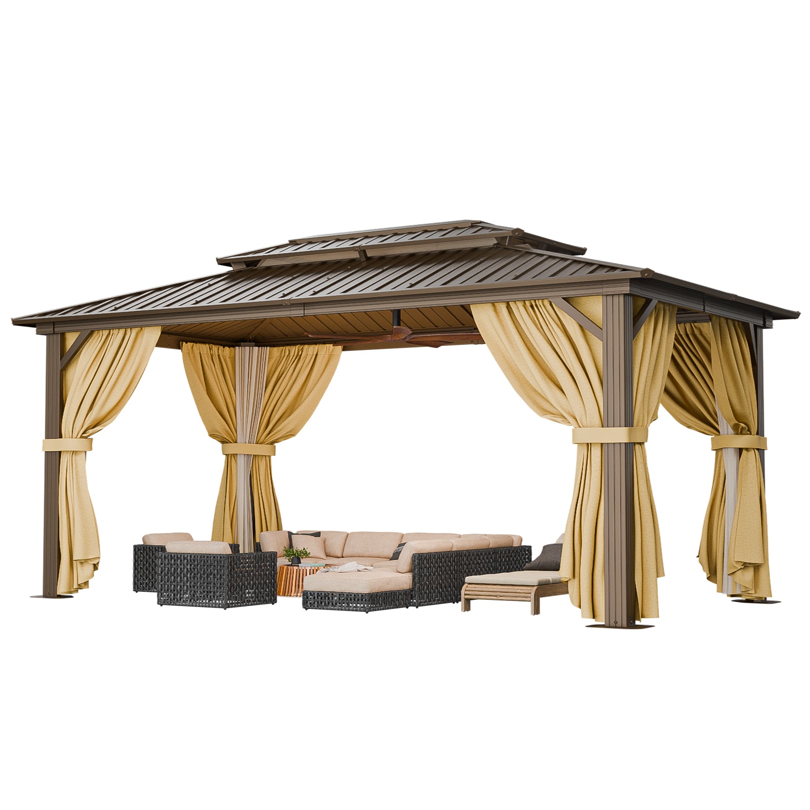 COBIZI 12'x20' Heavy Duty Hard Top Gazebo Pro with Curtains & Netting SPC243