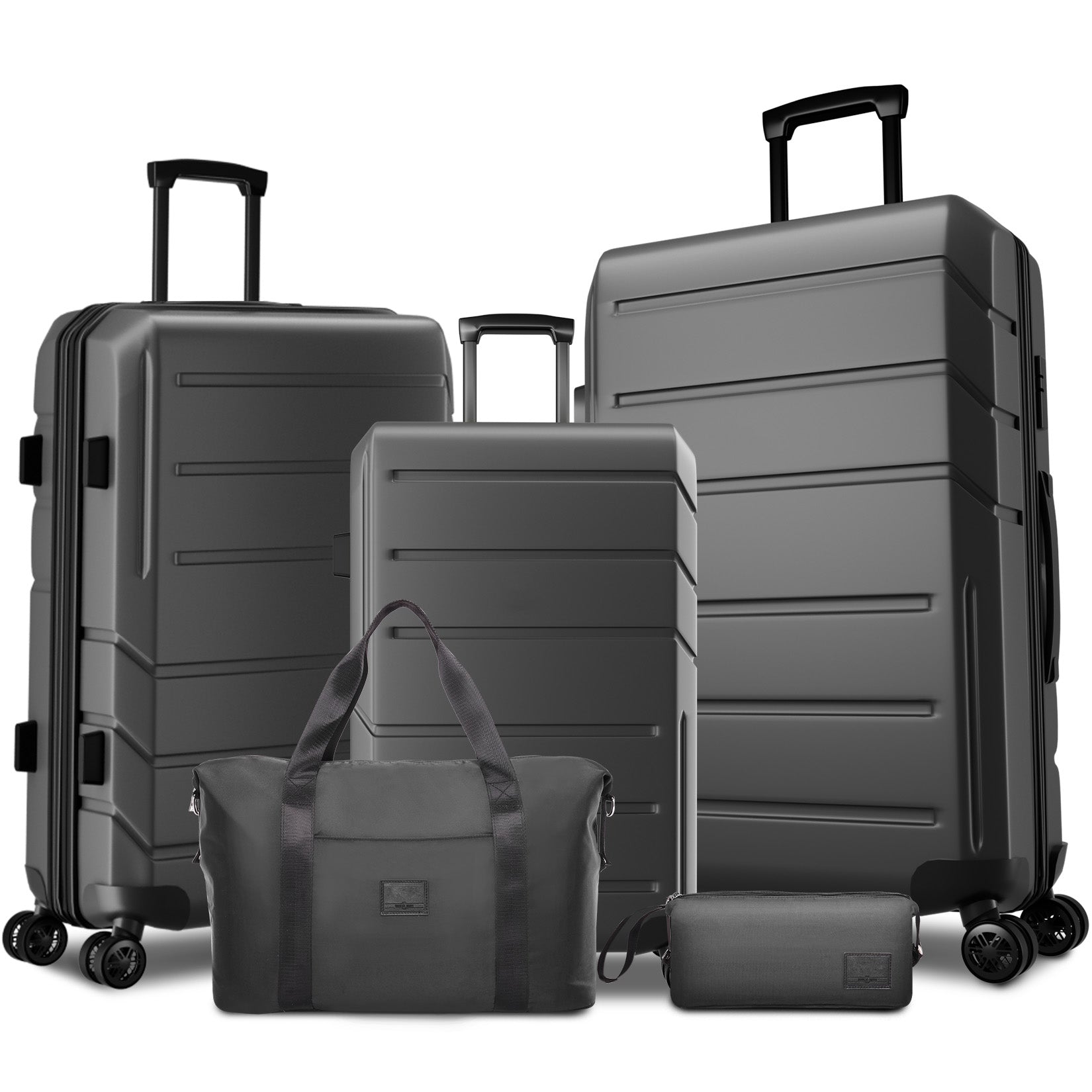 HOTEEL 3 Piece Carry on Luggage Set,Expandable ABS+PC Lightweight Hard Shell Suitcases with Spinner Wheels&TSA Lock,Portable Travel Bag and Toiletry Bag,Blue