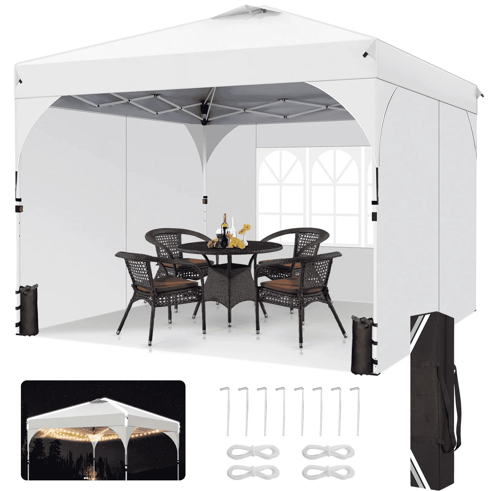 COBIZI 10'x10'/10'x20'/10'x30' Pop Up Canopy Tent with 4 Sidewalls, One-Push Center Lock, UPF 50+ Waterproof Easy Up Gazebo,Outdoor Sun Shelte SPC000142x