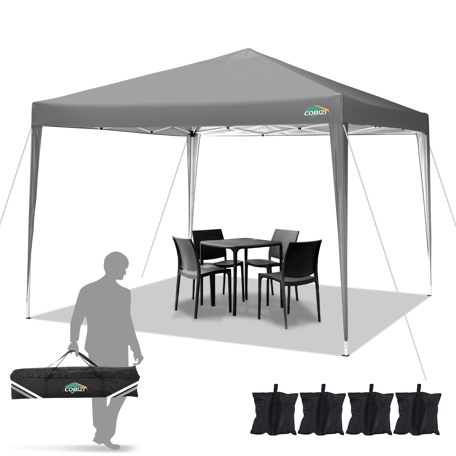COBIZI Pop Up Canopy Gazebo Outdoor Shade Tent 10'X10' With 4 Sand Bag SPC265