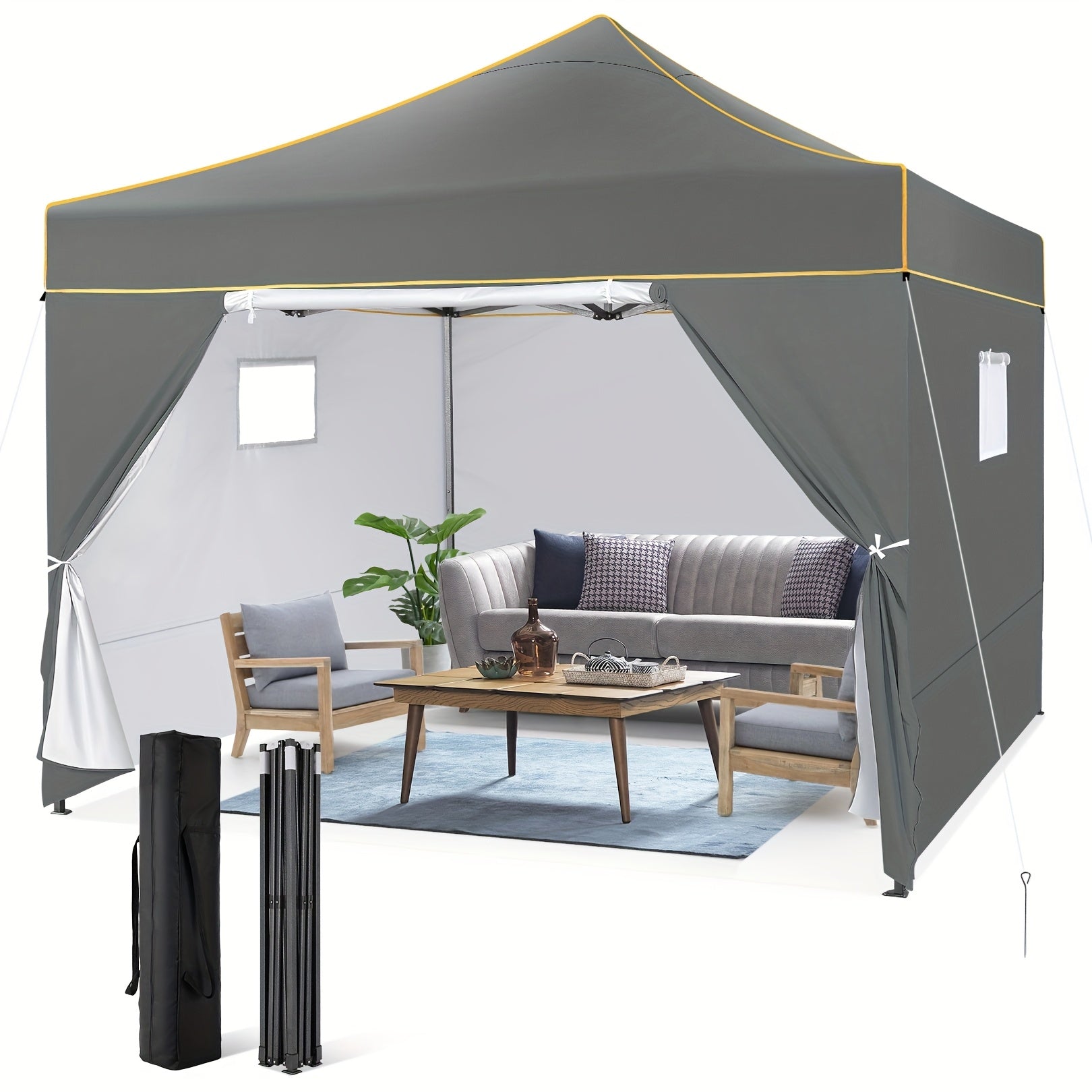 COBIZI 10' x10' Canopy Tent, Pop Up Canopy, Outdoor Tent with Mesh Window, Waterproof Instant Tents for Party