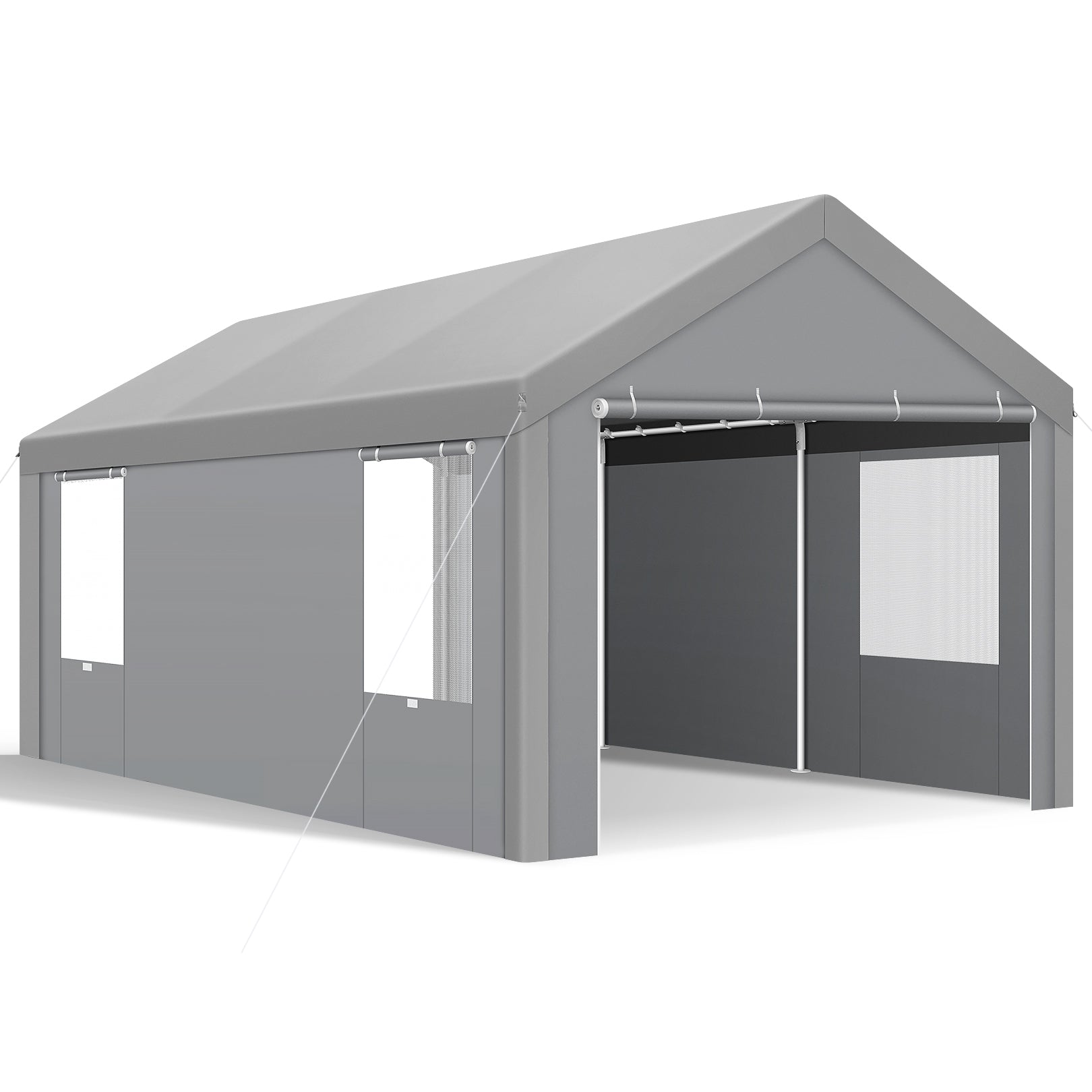 HOTEEL 10'x20' Large Heavy Duty Car Tent with Steel Frame, Portable Garage Wedding Tent Gazebo Big Tents Carport Shelter with Waterproof Top Cover, All-Season Tarp for Outdoor Party Birthday, Gray