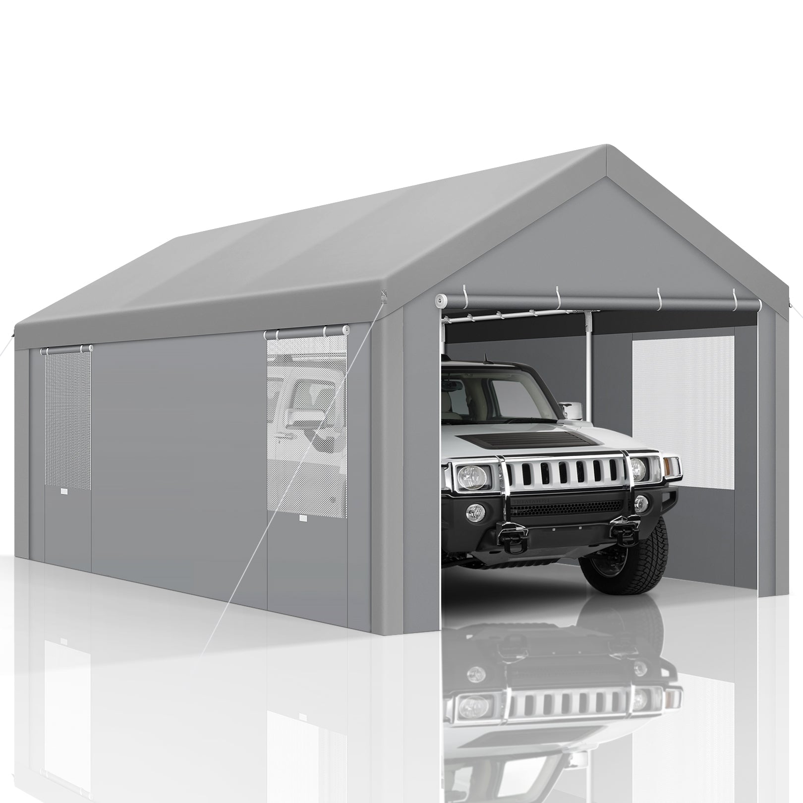 HOTEEL 10'x20' Large Heavy Duty Car Tent with Steel Frame, Portable Garage Wedding Tent Gazebo Big Tents Carport Shelter with Waterproof Top Cover, All-Season Tarp for Outdoor Party Birthday