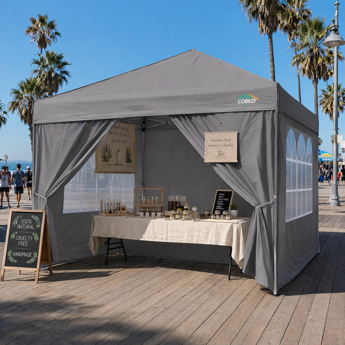 COBIZI 10'x10' Pop up & Protable Canopy Tent with 6 Sidewall & Carry Bag, Black SPC202