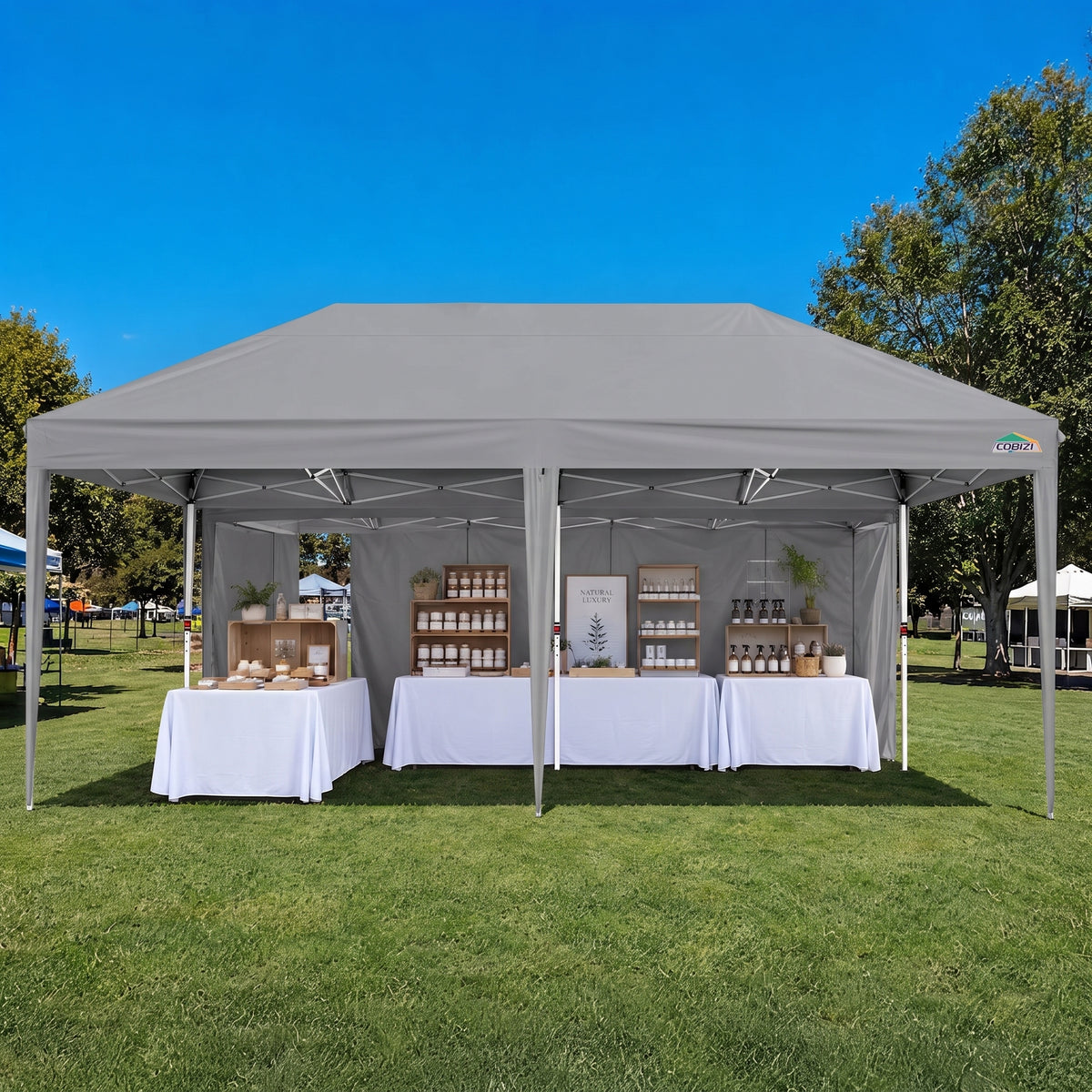 Cobizi Large 10'x20' Pop Up Canopy One-Push Setup with 6 Sidewalls SPC203