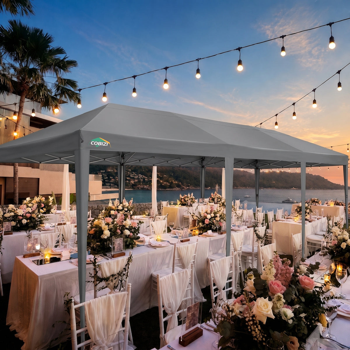 COBIZI 10'x30' Pop up Canopy with 6 Sidewalls & Carry Bag, Black SPC204