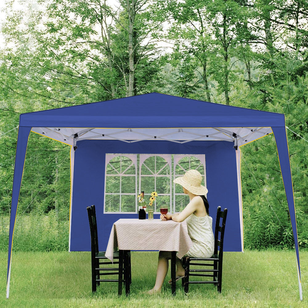 COBIZI 10'x10' Pop up Canopy Tent Commercial Instant Canopy with 4 Sidewalls & Carry Bag 4 Stakes & Ropes & Sandbags Portable Tent for Parties Beach Camping Party Event Shelter Sun Shade