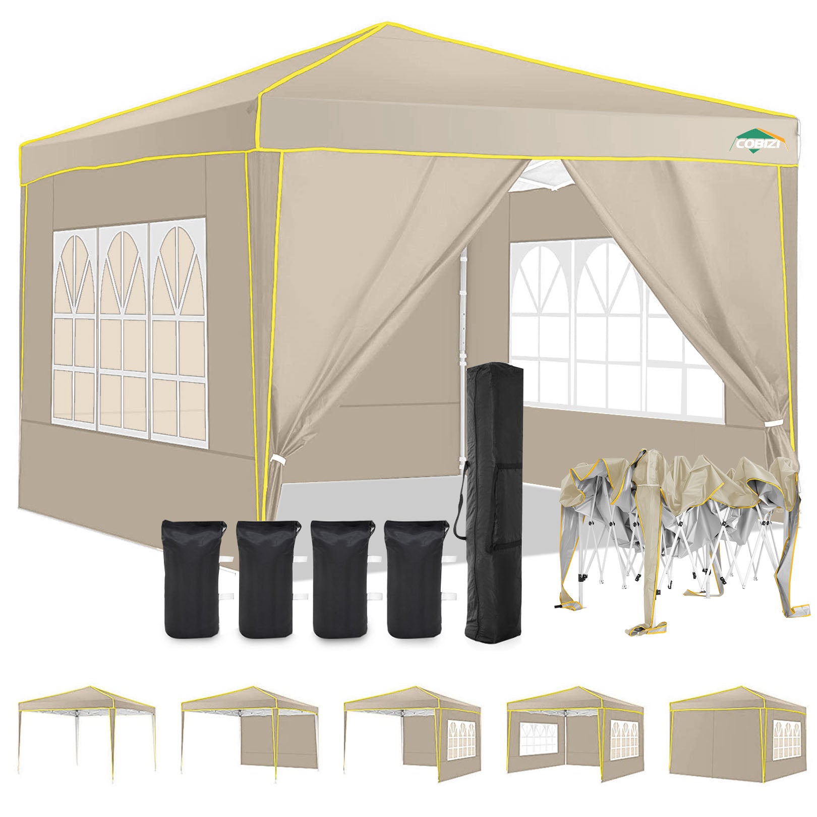 COBIZI 10'x10' Pop Up Outdoor Waterproof Commercial Canopy HZC47
