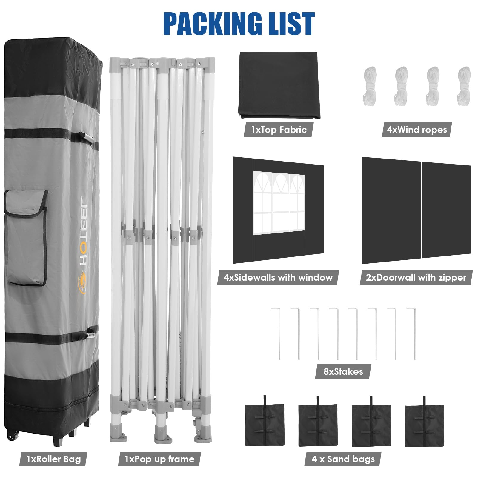 HOTEEL Tents for Parties, 10x20 Pop Up Canopy Tent Heavy Duty with 6 Sidewalls, Commercial Outdoor Canopy Tents for Event Wedding, All Season UV 50+& Waterproof with Roller Bag, Thickened Legs, Black