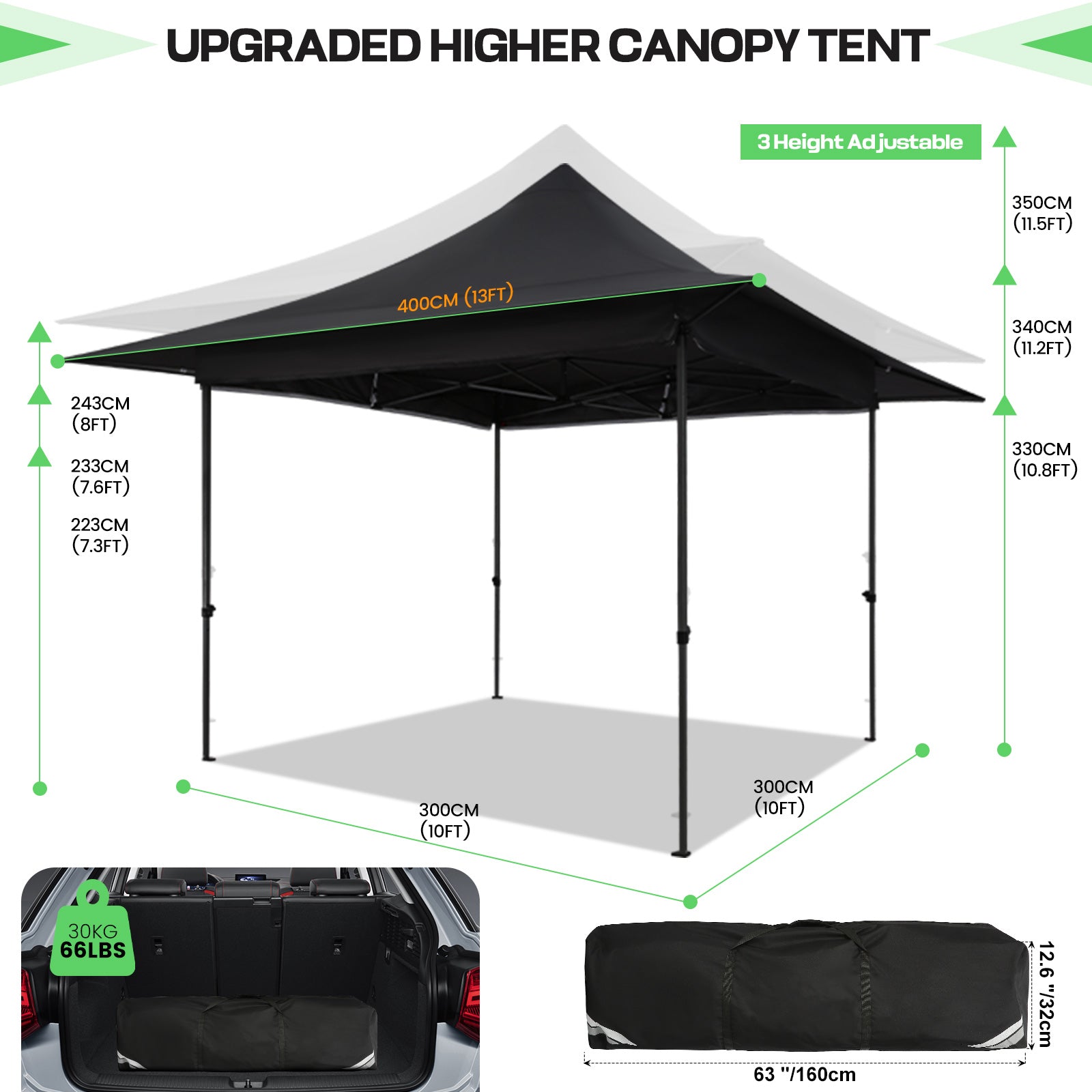 Hoteel 13x13 Pop up Canopy with 4 Removable Sidewalls, Outdoor Canopy Tents for Parties Wedding, High Stability, Instant Sun Protection Shelter with Upgrade Raised Roof and Carry Bag