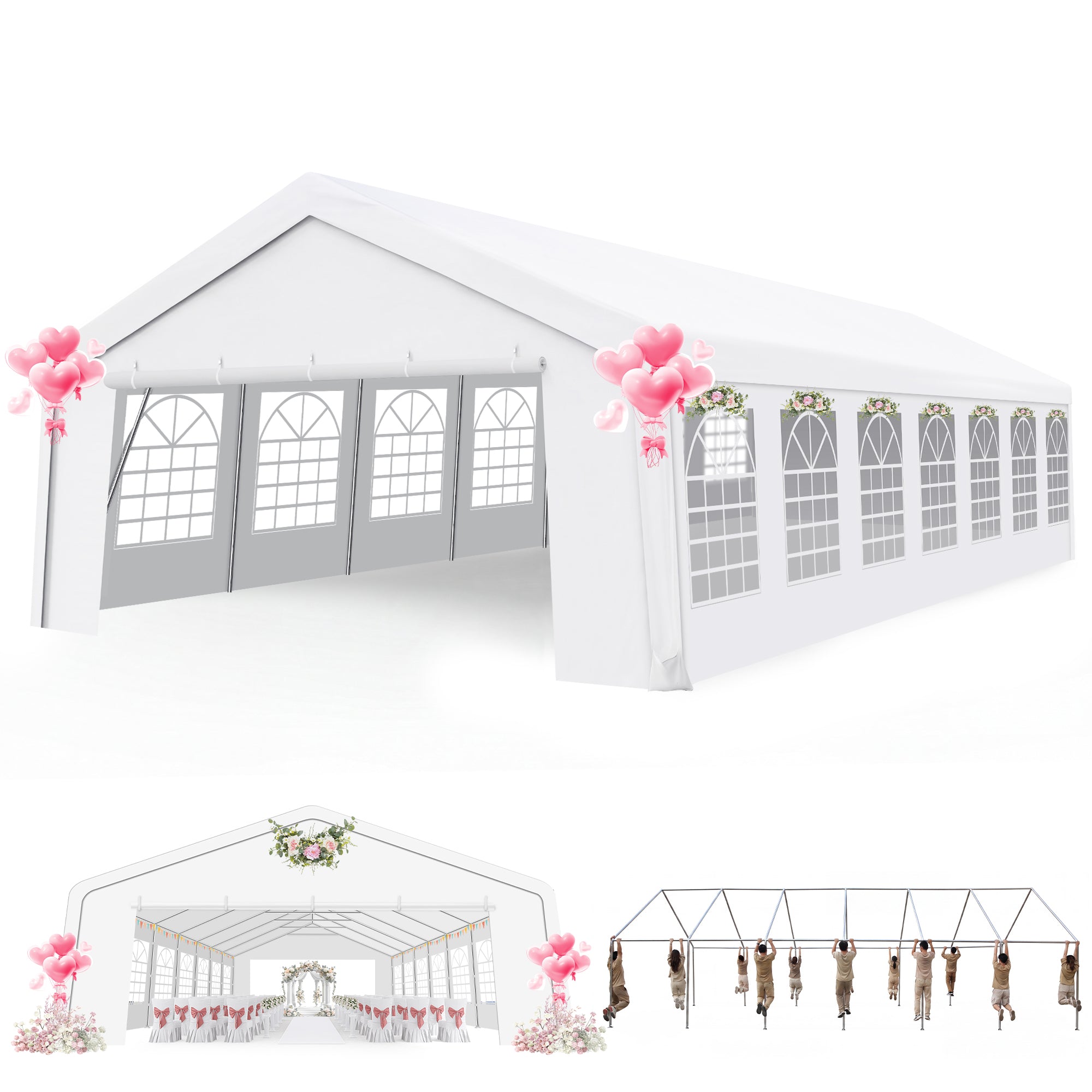 COBIZI 20'x50' Heavy Duty Party Canopy with 14 Sidewalls & Built-in Sandbags SPC315