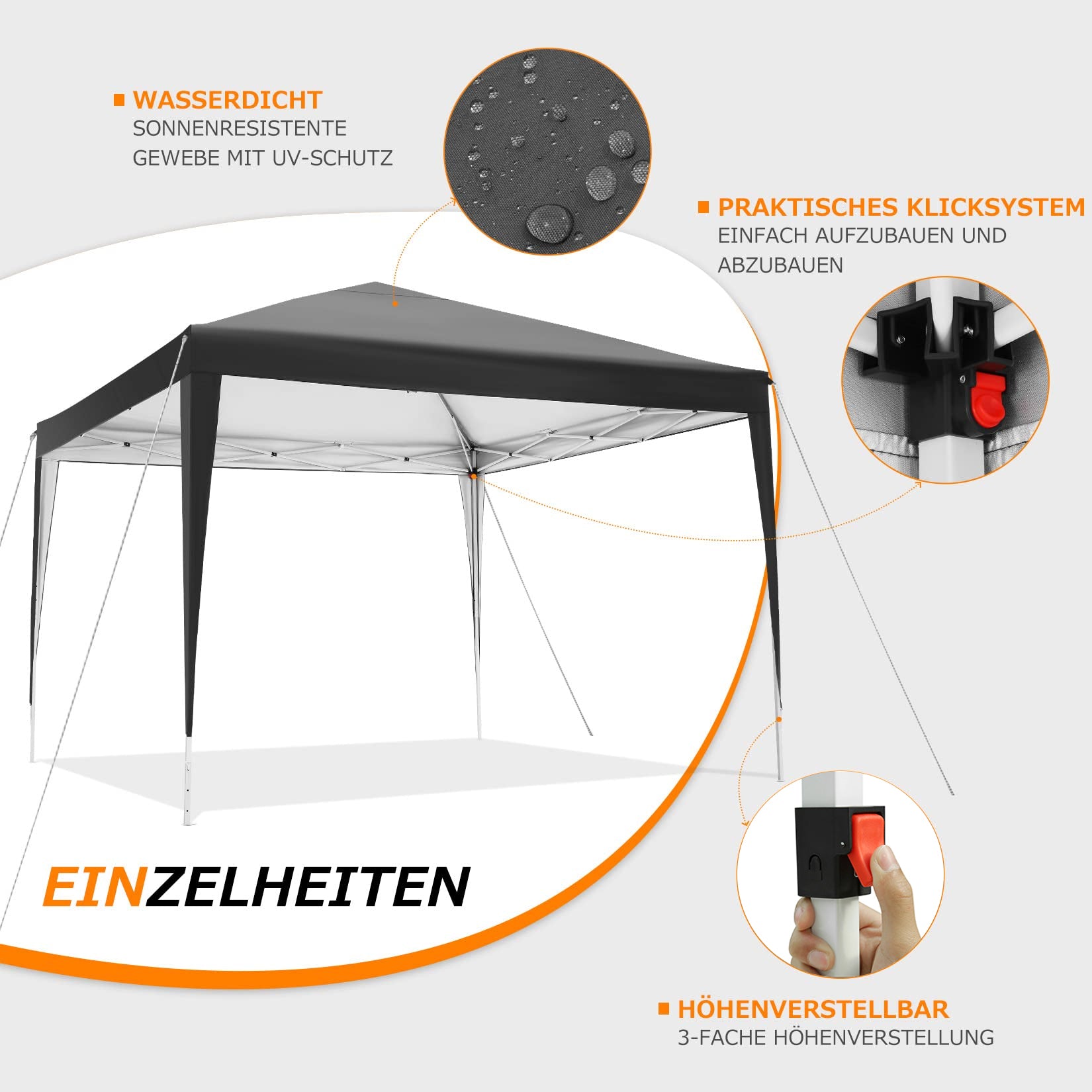 COBIZI 10'x10' Pop up & Protable Canopy Tent with 6 Sidewall & Carry Bag, Black SPC202