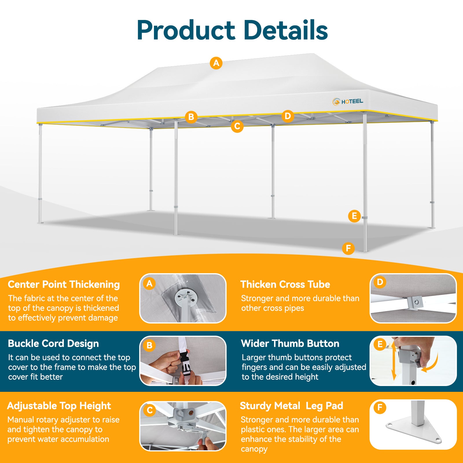 HOTEEL 13x26 Heavy Duty Pop Up Canopy,Instant Outdoor Gazebo with 6 Sidewalls, Commercial Grade Party Tent for Wedding Events, Hexagonal Frame,Black