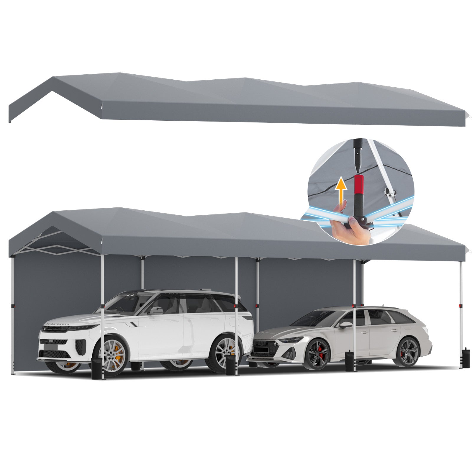 COBIZI 10'x30' Pop Up Canopy-Easy Up Carport Canopy with One Push Setup-Outdoor Sun Shade&Waterppof Tent for Parties, Camping, Events-with 3 Sidewalls,Wheel Bag,4 Weight Bags,4 Ropes& 12 Stakes