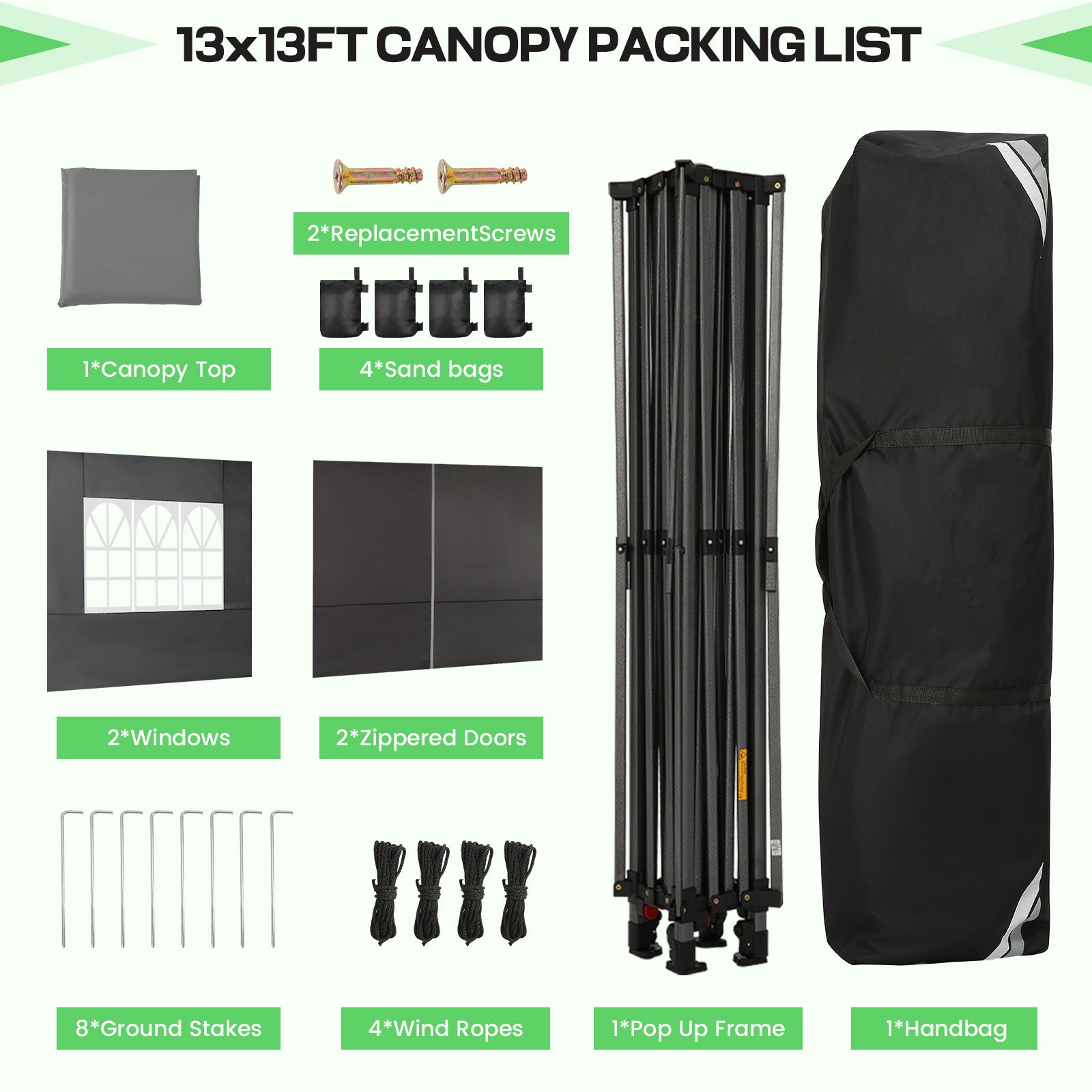 Hoteel 13x13 Pop up Canopy with 4 Removable Sidewalls, Outdoor Canopy Tents for Parties Wedding, High Stability, Instant Sun Protection Shelter with Upgrade Raised Roof and Carry Bag