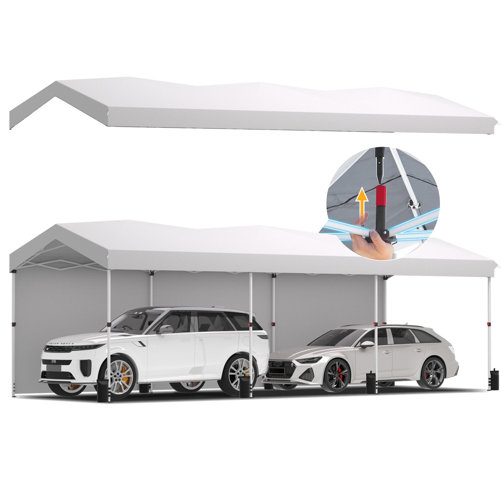 COBIZI 10'x30' Pop Up Canopy-Easy Up Carport Canopy with One Push Setup-Outdoor Sun Shade&Waterppof Tent for Parties, Camping, Events-with 3 Sidewalls,Wheel Bag,4 Weight Bags,4 Ropes& 12 Stakes