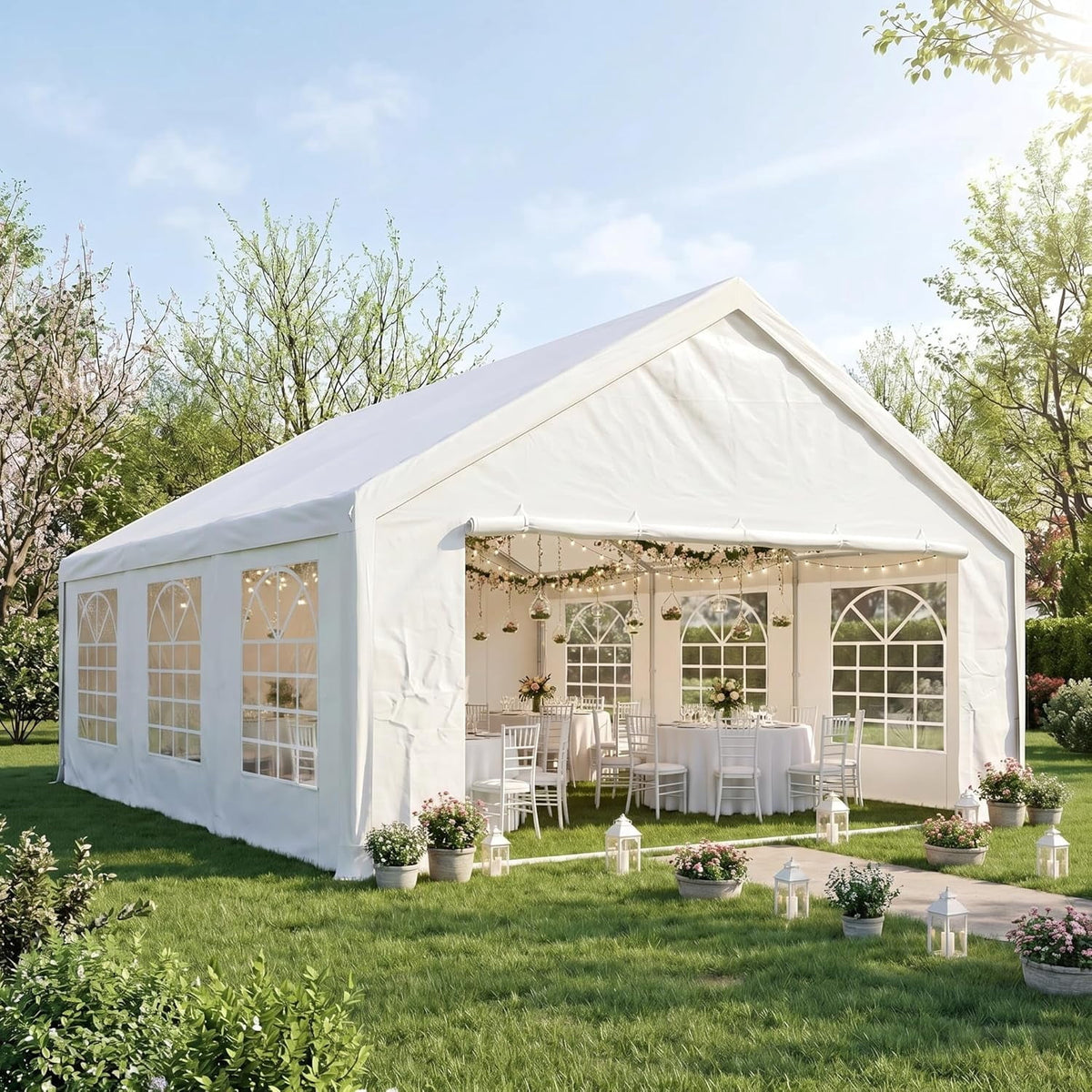 COBIZI 20'x20' Heavy Duty Party Canopy with 6 Sidewalls & Built-in Sandbags SPC280