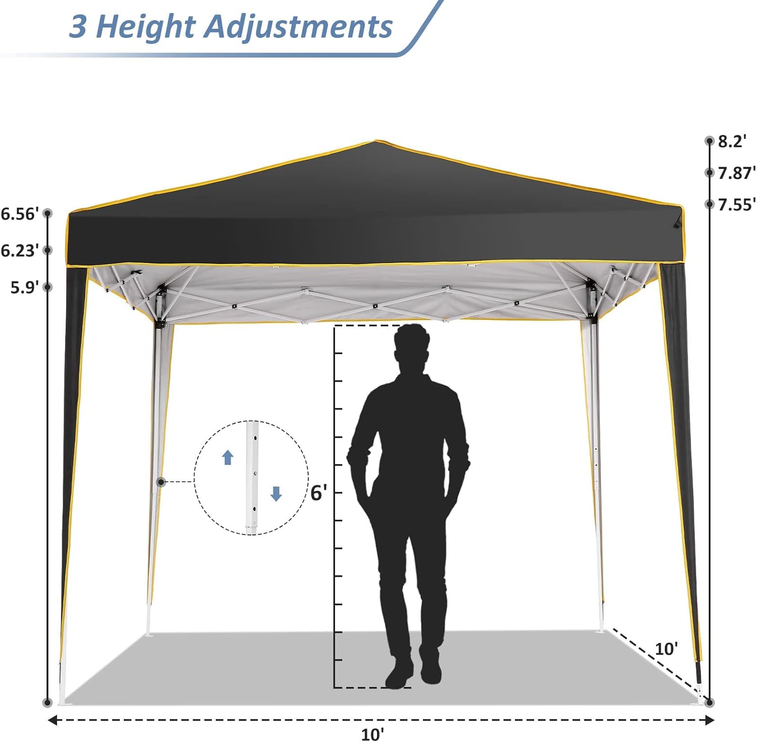 HOTEEL Pop up Canopy Tent 10x10 Commercial Instant Canopy with 4 Sidewalls & Carry Bag,Portable Tent for Parties Beach Camping Party Event Shelter Sun Shade