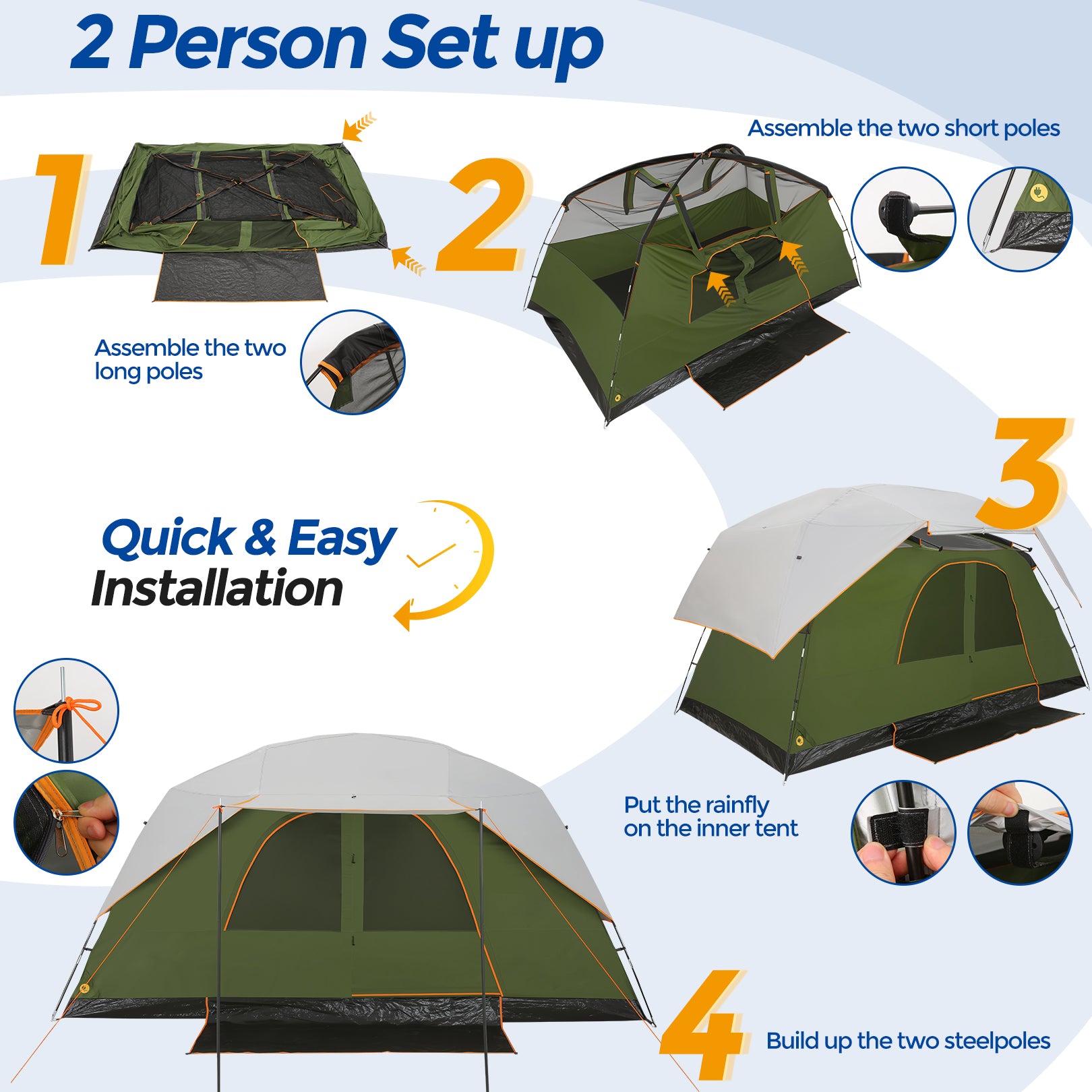 COBIZI 10-12 Person Family Camping Tent-Instant Setup Outdoor Tent 14.5'x8.5' SPC000295