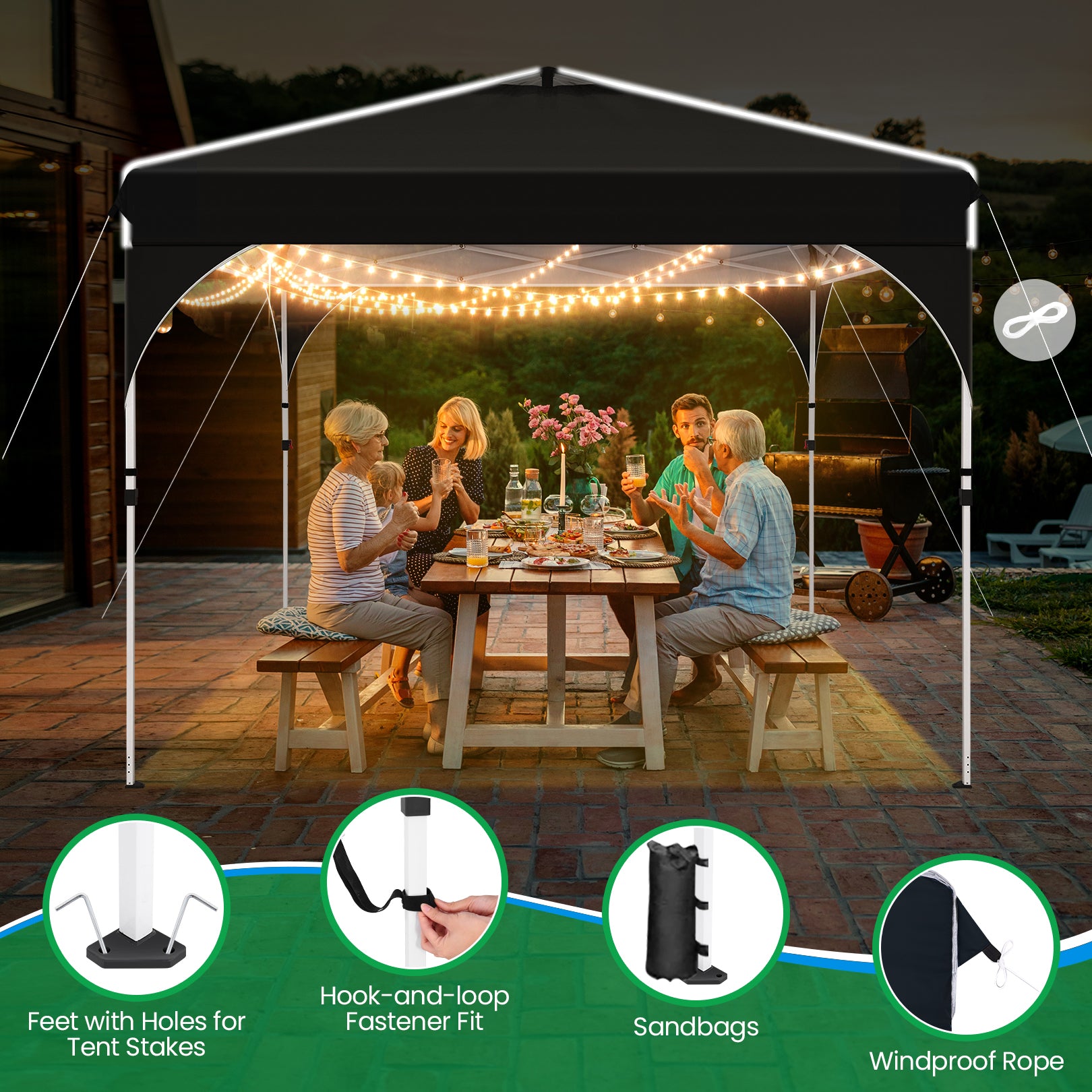 Cobizi 10'x10' Up Pop Up Canopy Tent, Party Tents with One Push Central Button Air Vent, Instant Canopy Tent with 3 Sidewalls & Reflective Strip SPC000141