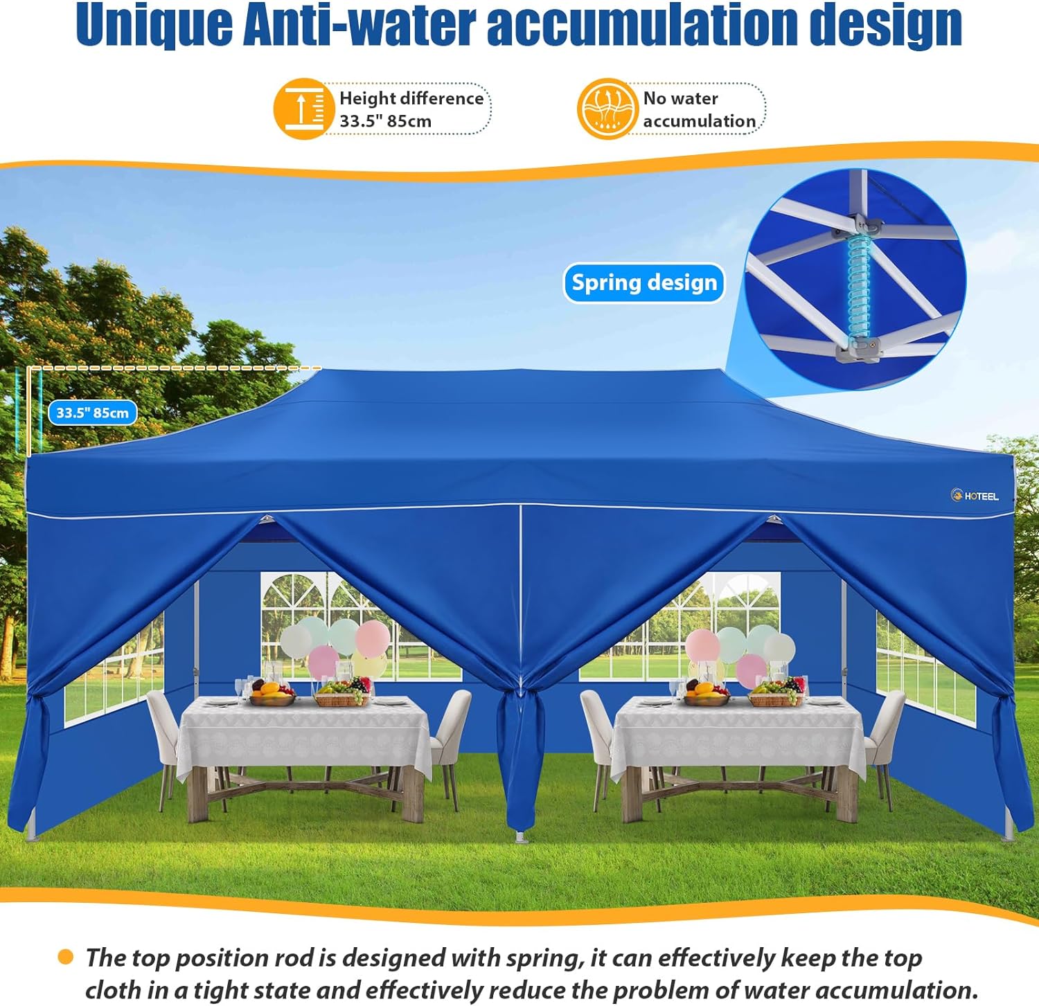 HOTEEL 10x20 Pop up Canopy with 6 Removable Sidewalls Heavy Duty Party Tent Outdoor Event Gazebo Frame Thickened Commercial Canopy Tents for Wedding Parties Camping, Blue