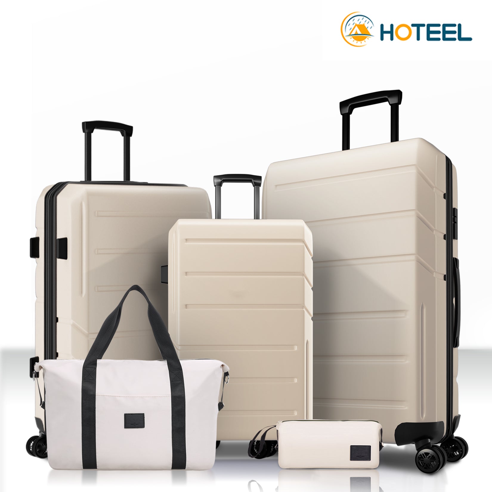 HOTEEL 3-Piece ABS+PC Hardshell Luggage Set,Expandable Travel Suitcases with TSA Lock & Silent Spinner Wheels (20/24/28", Black)