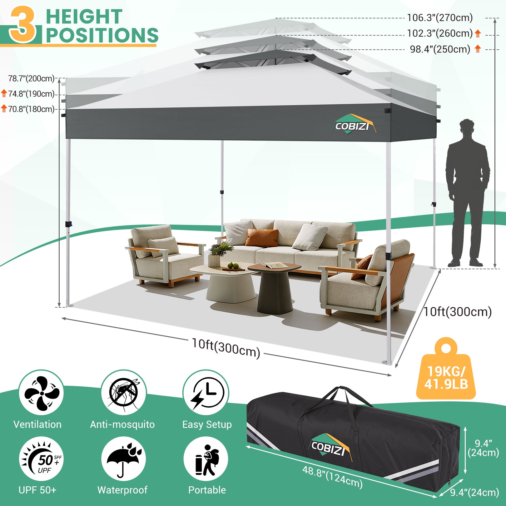 HOTEEL 10x10 Gazebo Canopy Tent with 4 Netting Sidewalls,Pop up Gazebo Tents,Outdoor Party Tents with Sandbags