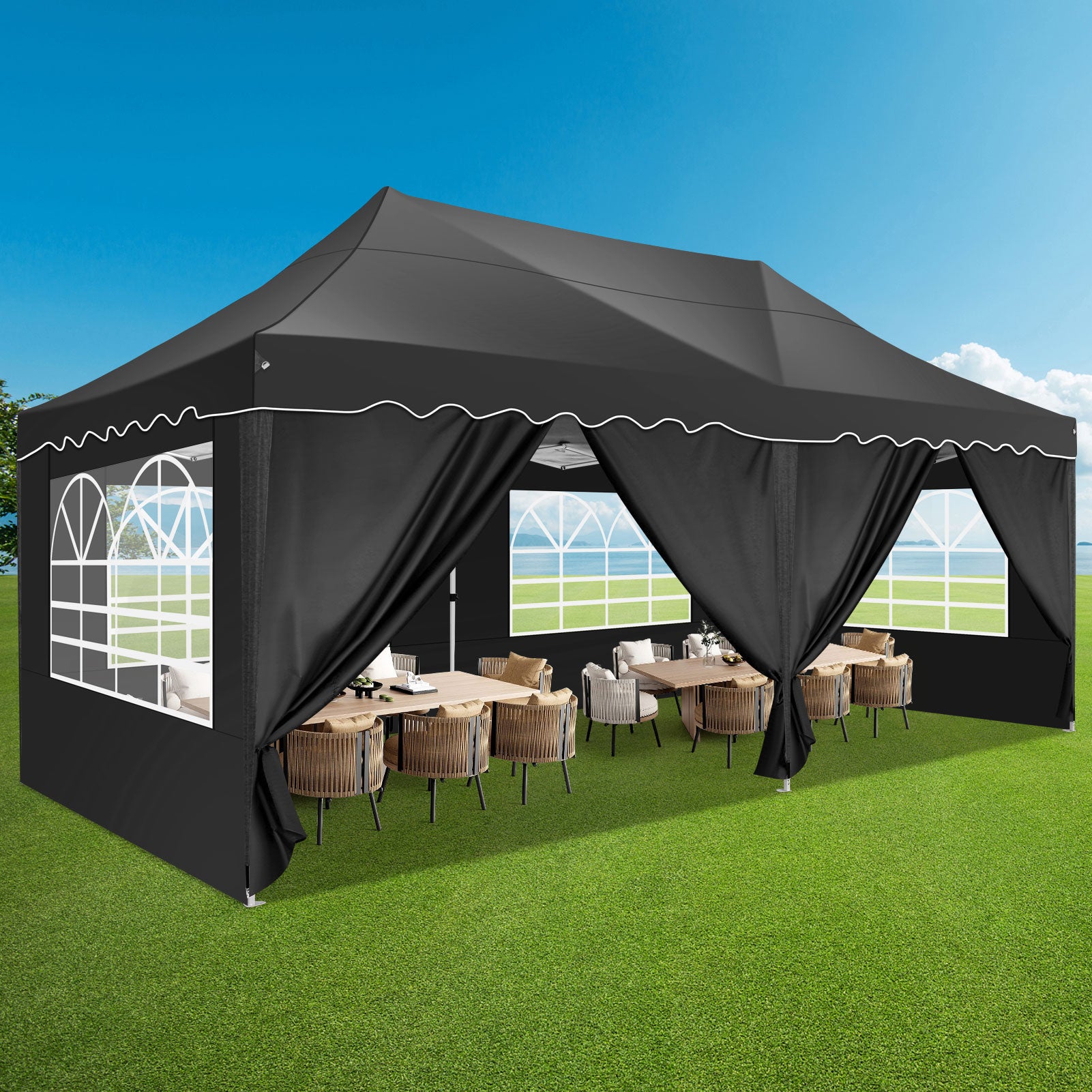HOTEEL Canopy 10'x20' Pop Up Canopy Tent Heavy Duty Waterproof Adjustable Commercial Instant Canopy Outdoor Party Canopy Parties,Wedding,Outside Patio,Event,Backyard,White
